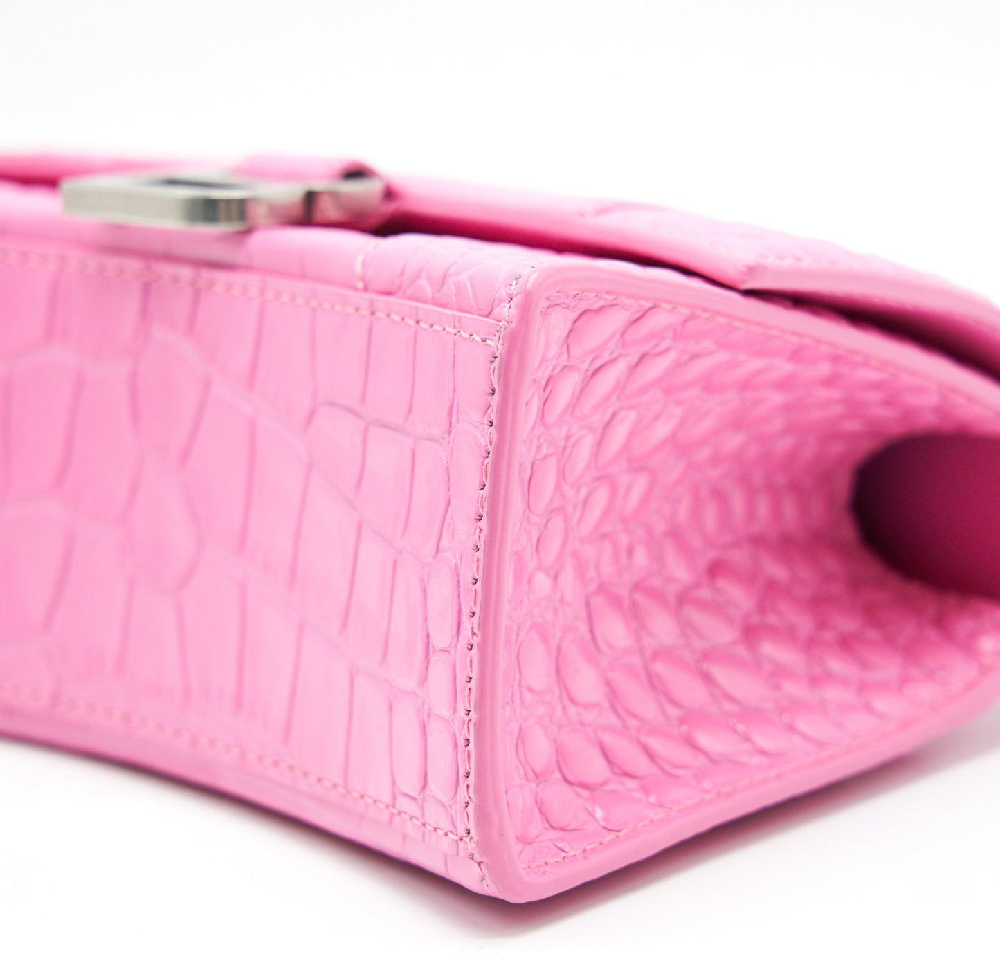 Balenciaga Hourglass XS croc-effect leather Tote Pink