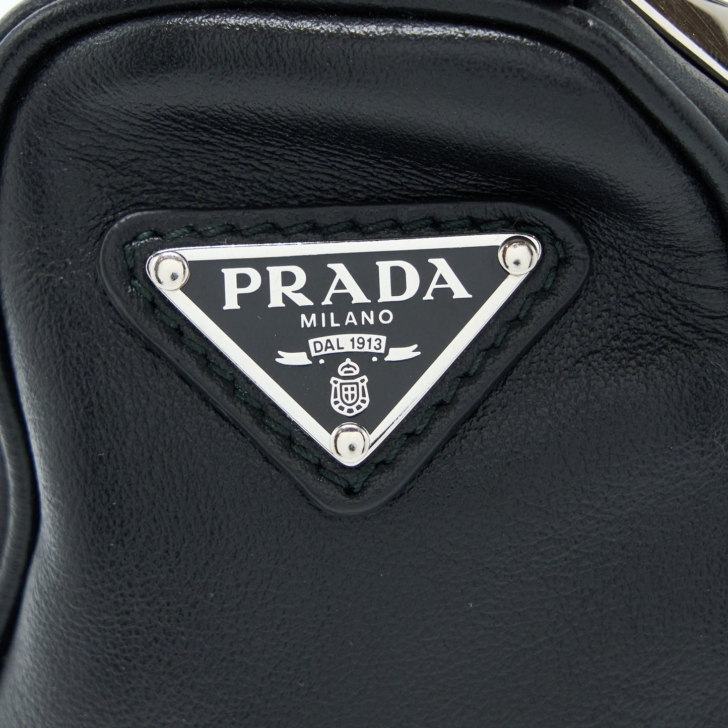 Prada Triangle Leather Shoulder Bag Black SHW