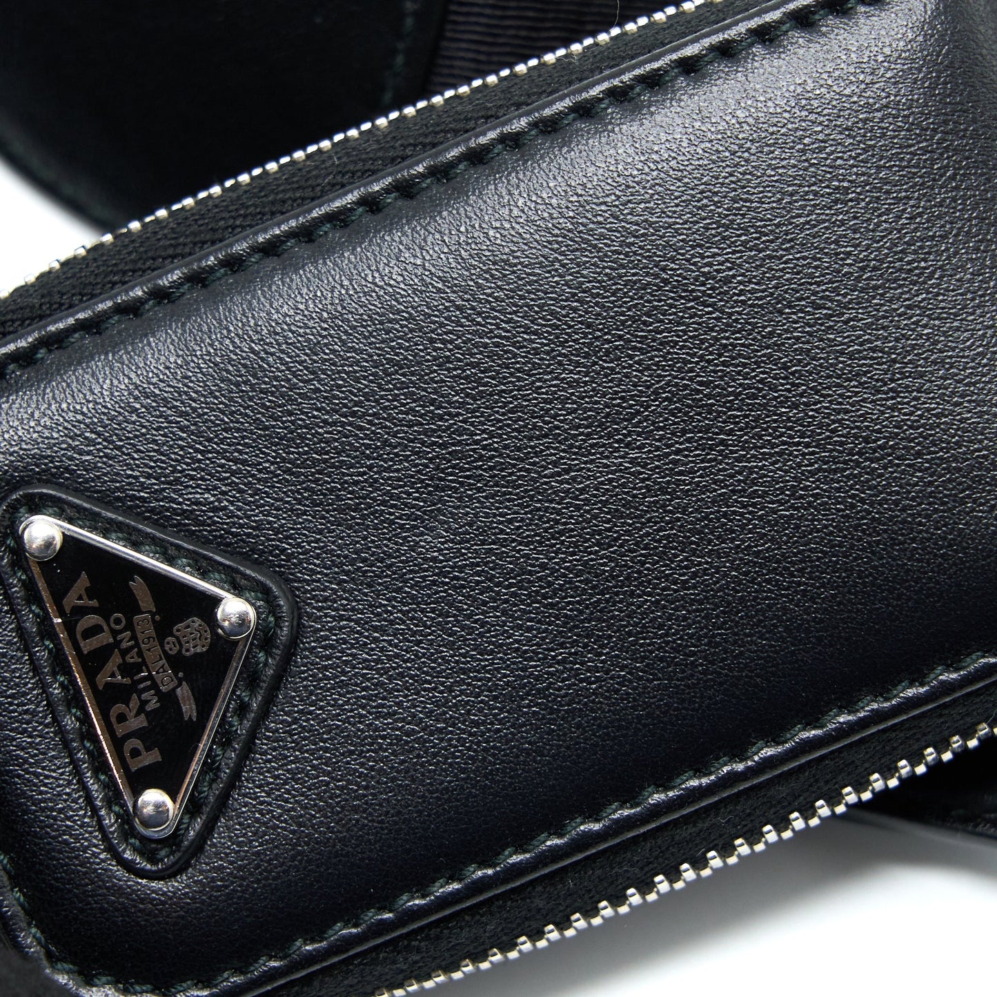 Prada Triangle Leather Shoulder Bag Black SHW