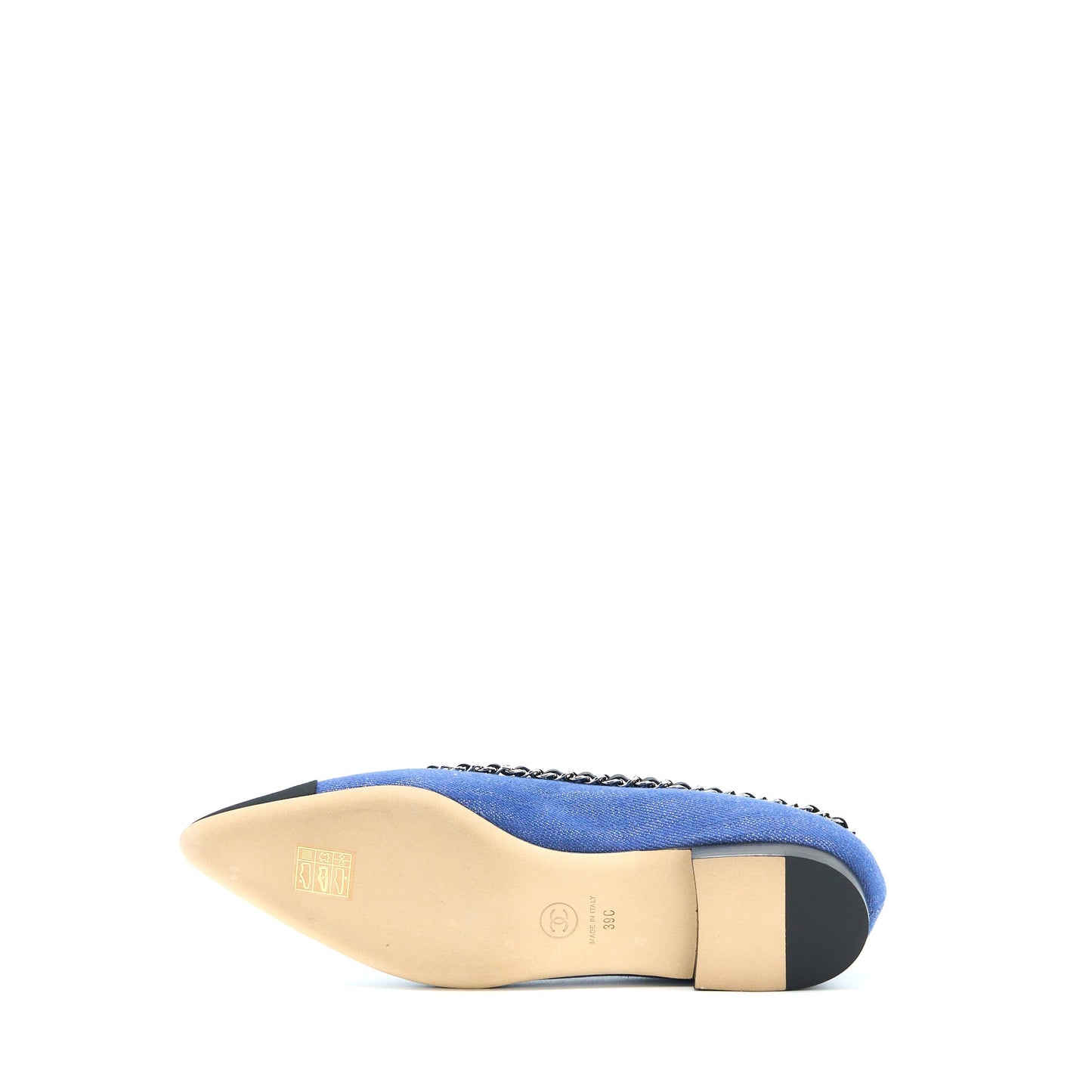 Chanel Size 39 Flat Shoes Denim Blue/Black SHW