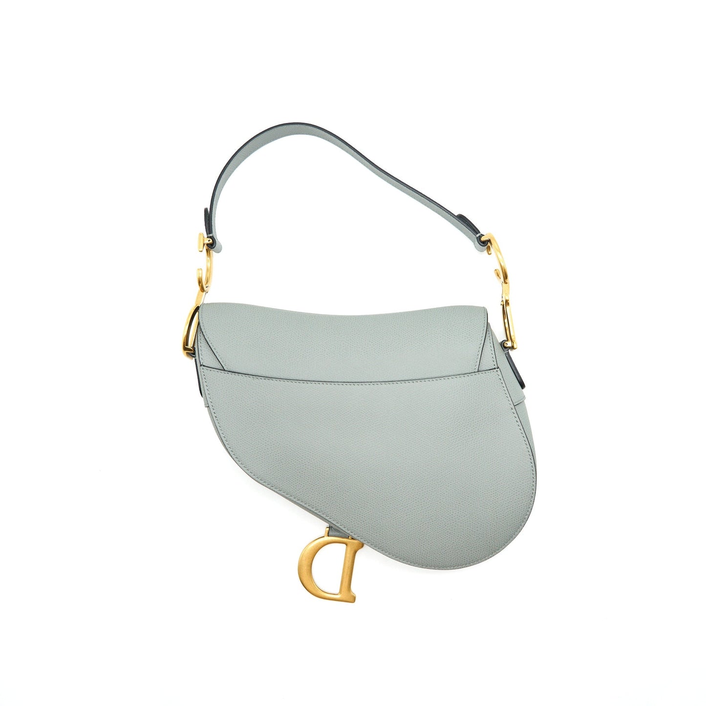 Luxury Dior Medium Saddle Bag Grained Calfskin Grey with Luxury Dior canvas Shoulder strap