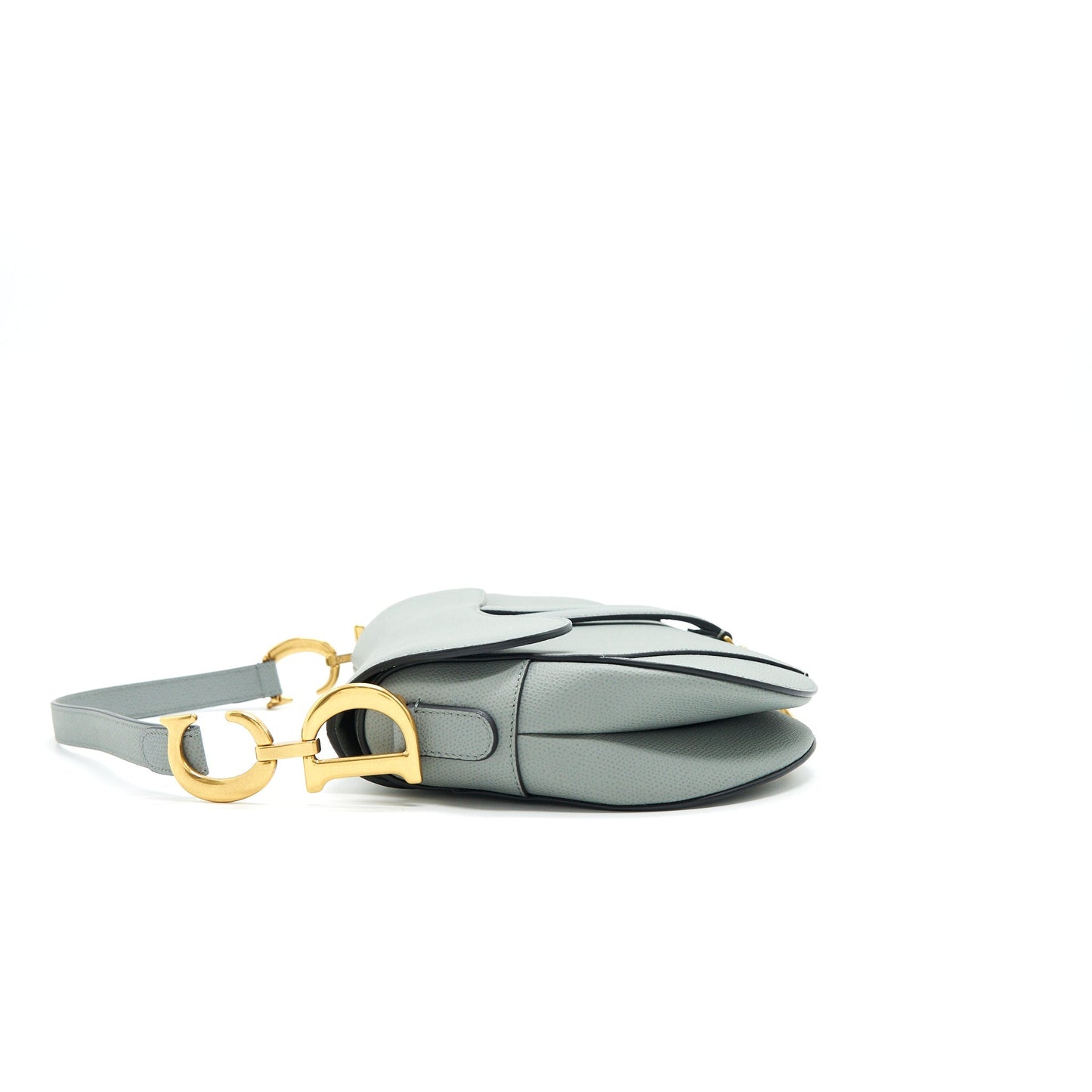 Luxury Dior Medium Saddle Bag Grained Calfskin Grey with Luxury Dior canvas Shoulder strap