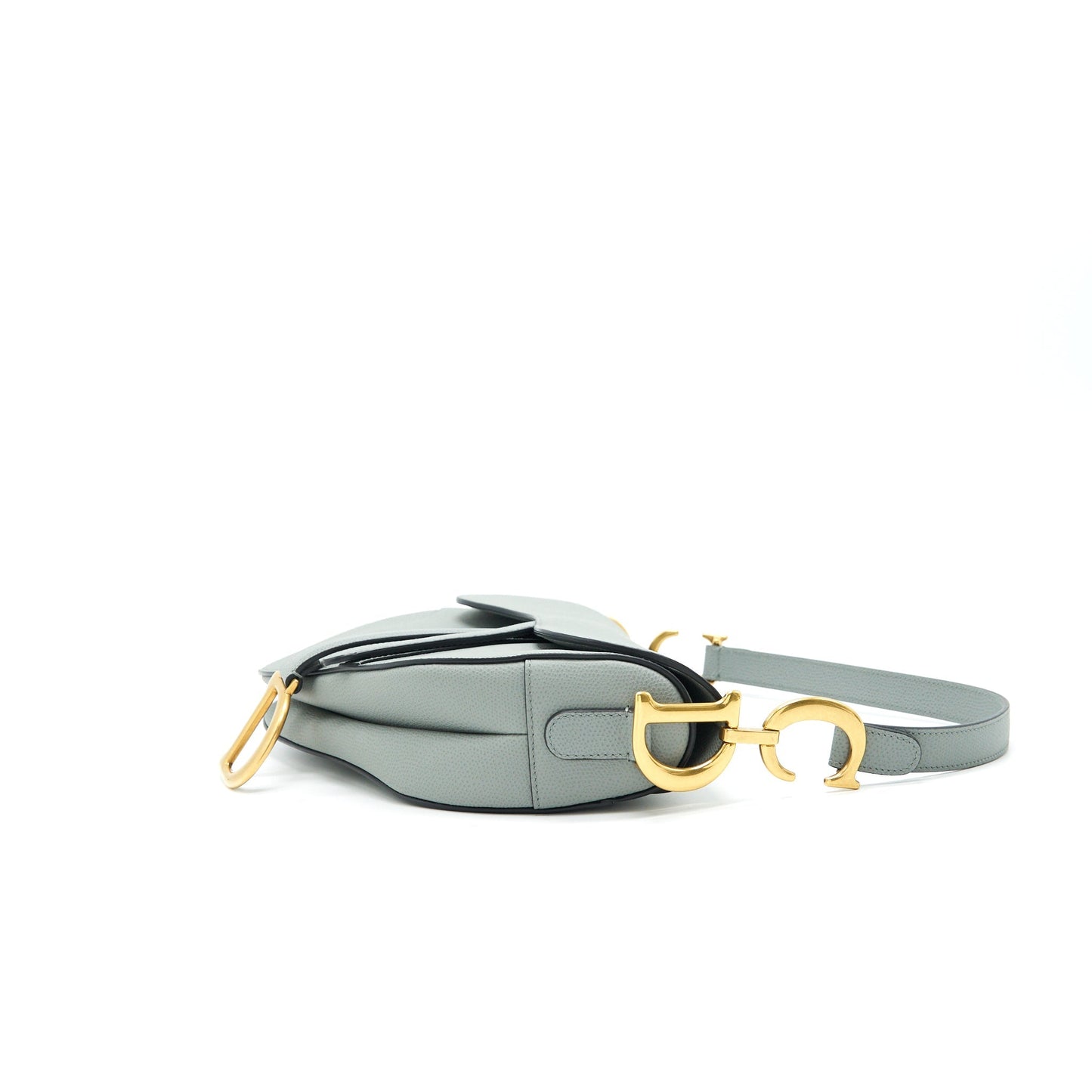 Luxury Dior Medium Saddle Bag Grained Calfskin Grey with Luxury Dior canvas Shoulder strap