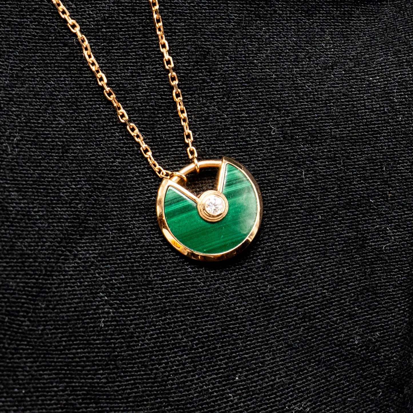 Cartier Amulette De Cartier Necklace, XS Model, Malachite Rose Gold Diamond