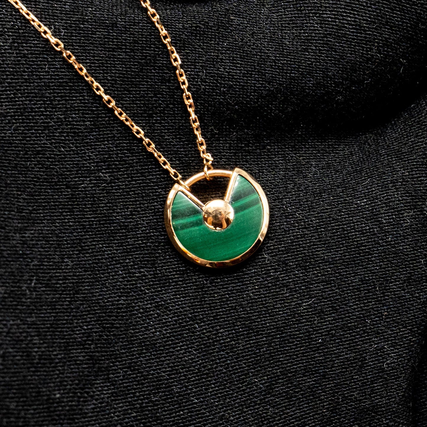 Cartier Amulette De Cartier Necklace, XS Model, Malachite Rose Gold Diamond