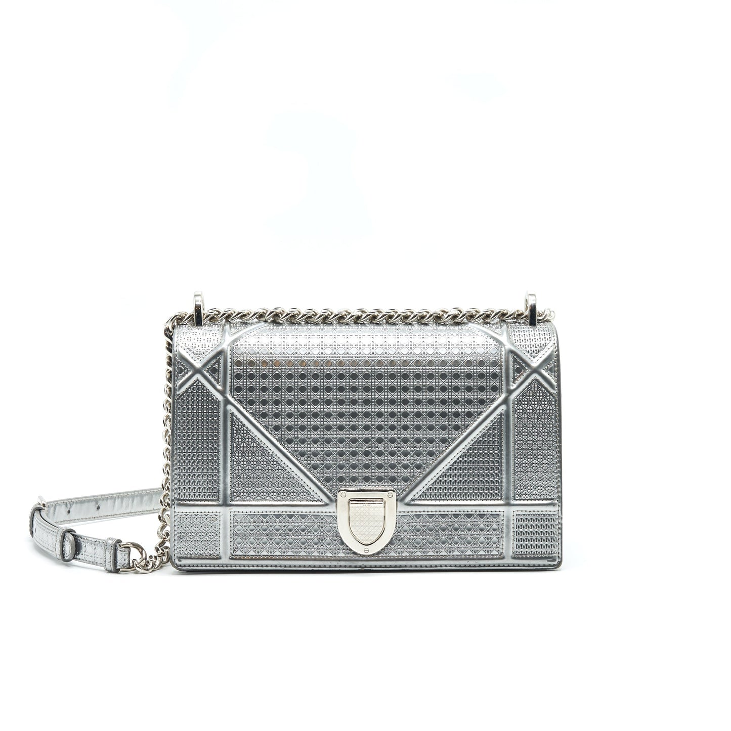 Luxury Dior Medium Luxury Diorma Metallic Silver with SHW