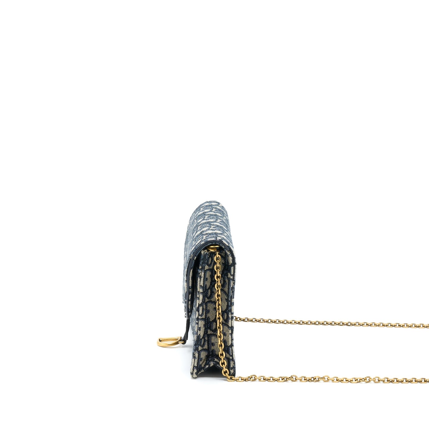 Luxury Dior Saddle Pouch With Chain Blue Luxury Dior Oblique Jacquard GHW