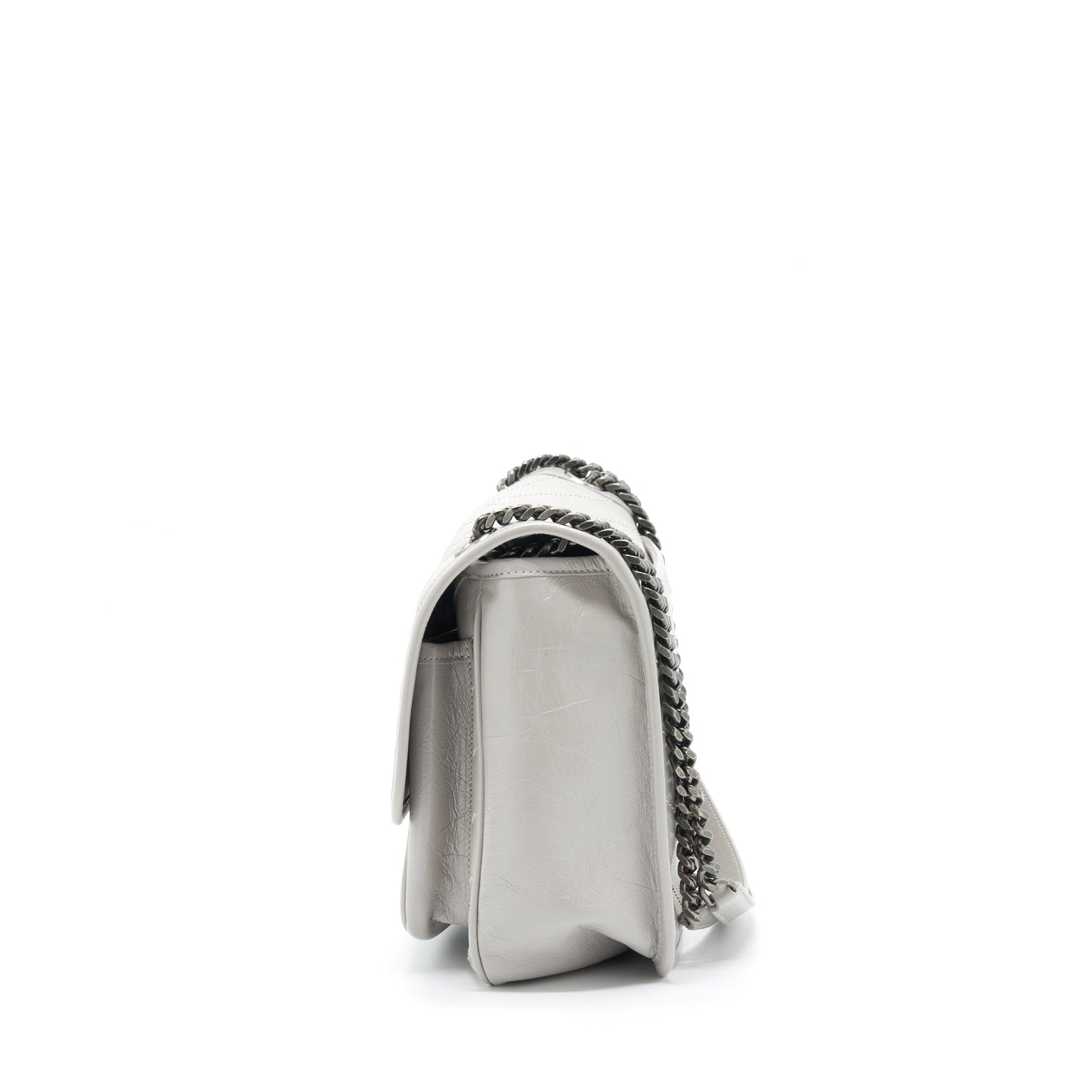 Saint Laurent Medium Niki Bag Calfskin Light Grey With Ruthenium Hardware