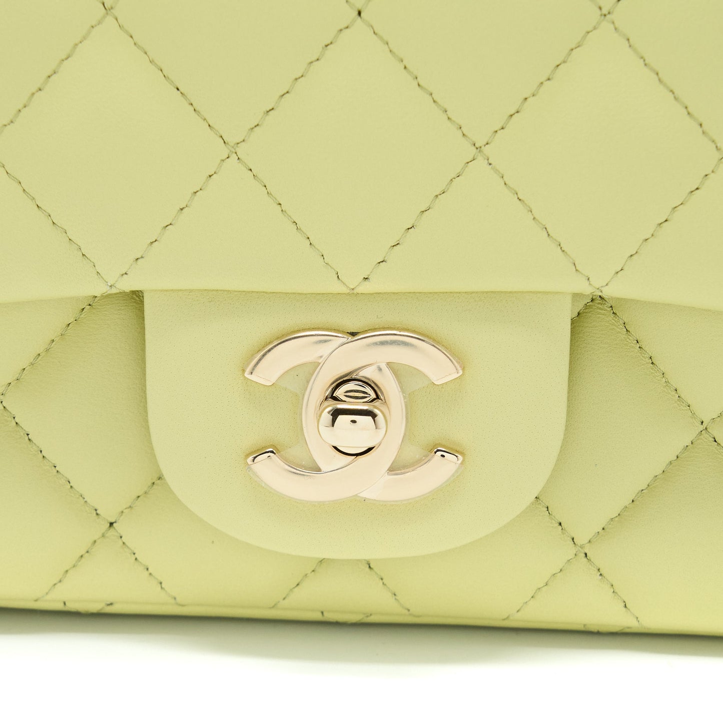 Chanel 23C Mini Square Flap Bag Lambskin Light Green LGHW (Microchip)