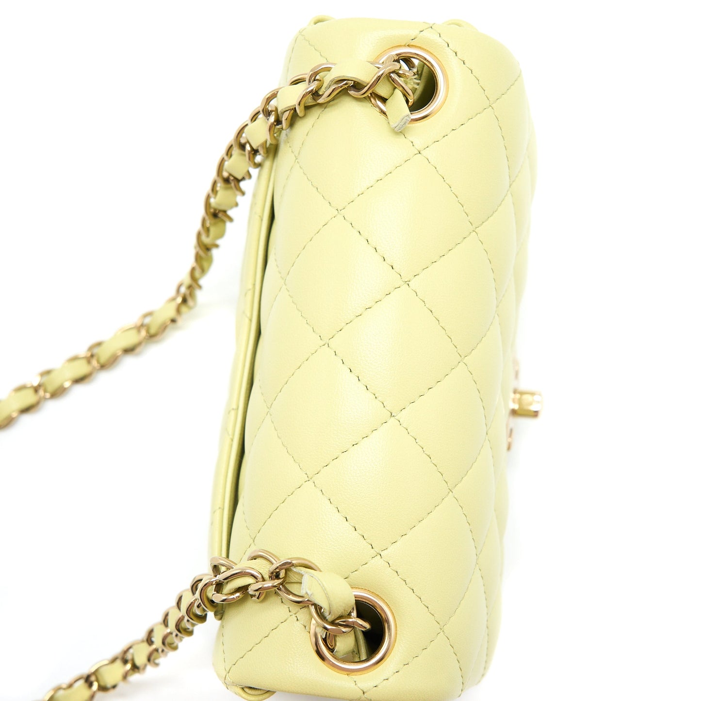 Chanel 23C Mini Square Flap Bag Lambskin Light Green LGHW (Microchip)