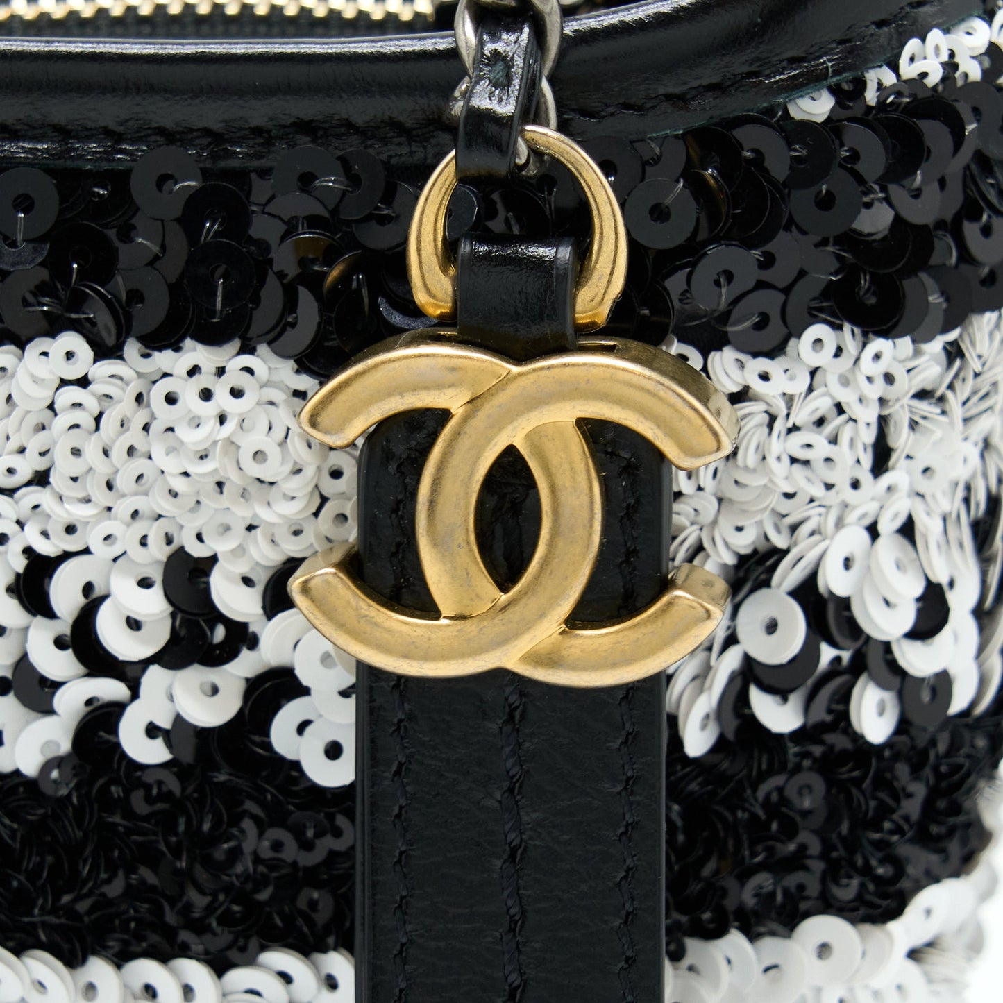 Chanel Small Gabrielle Hobo Bag Sequins Black/White With Multicolour Hardware