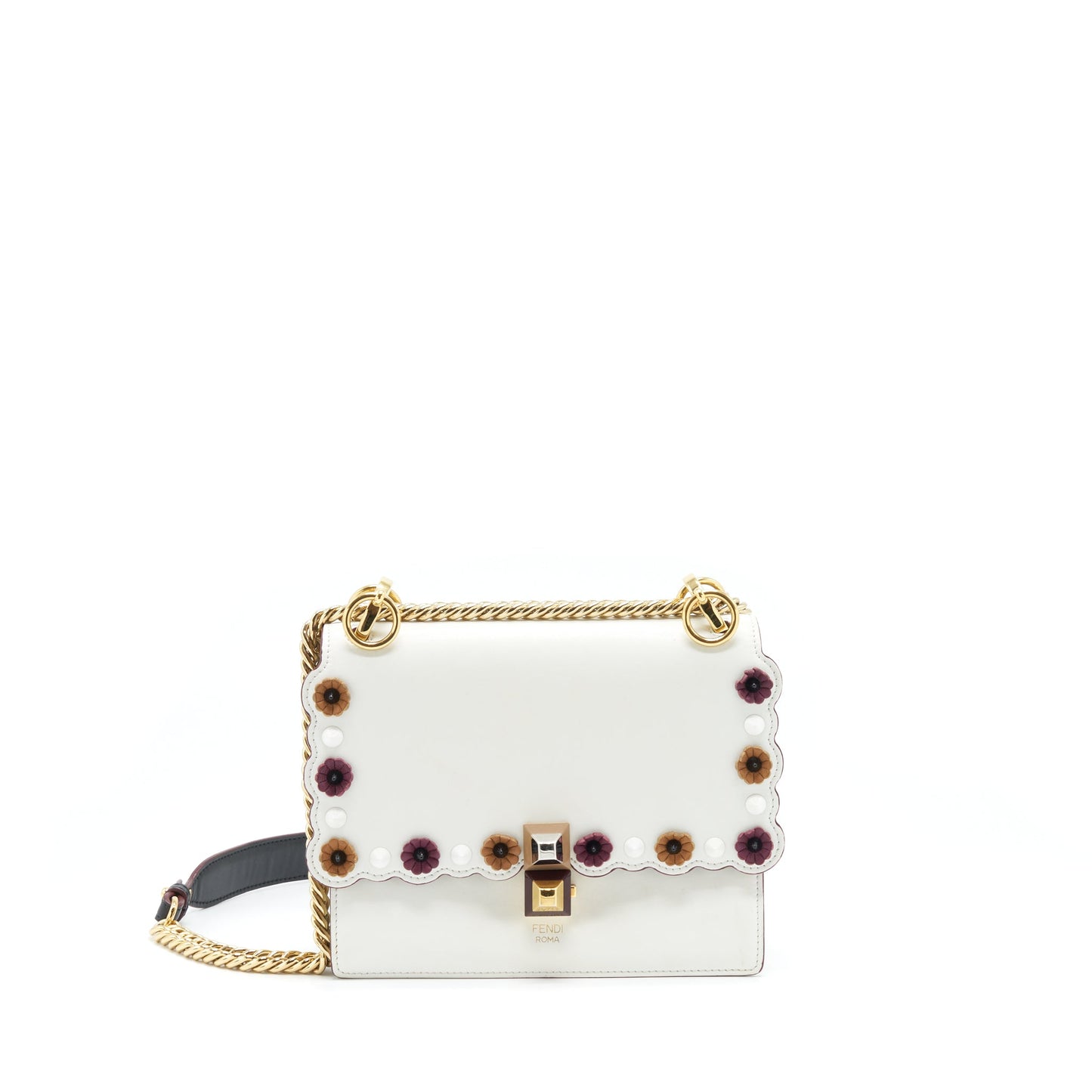 Fendi Kan I Bag White/Multicolour Gold And Silver Hardware