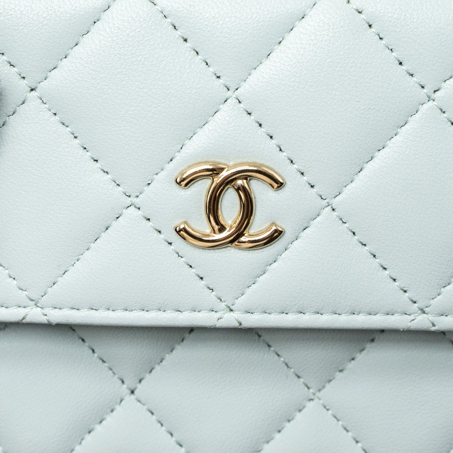 Chanel Mini Flap Bag Ribbon Chains Lambskin Light Blue LGHW