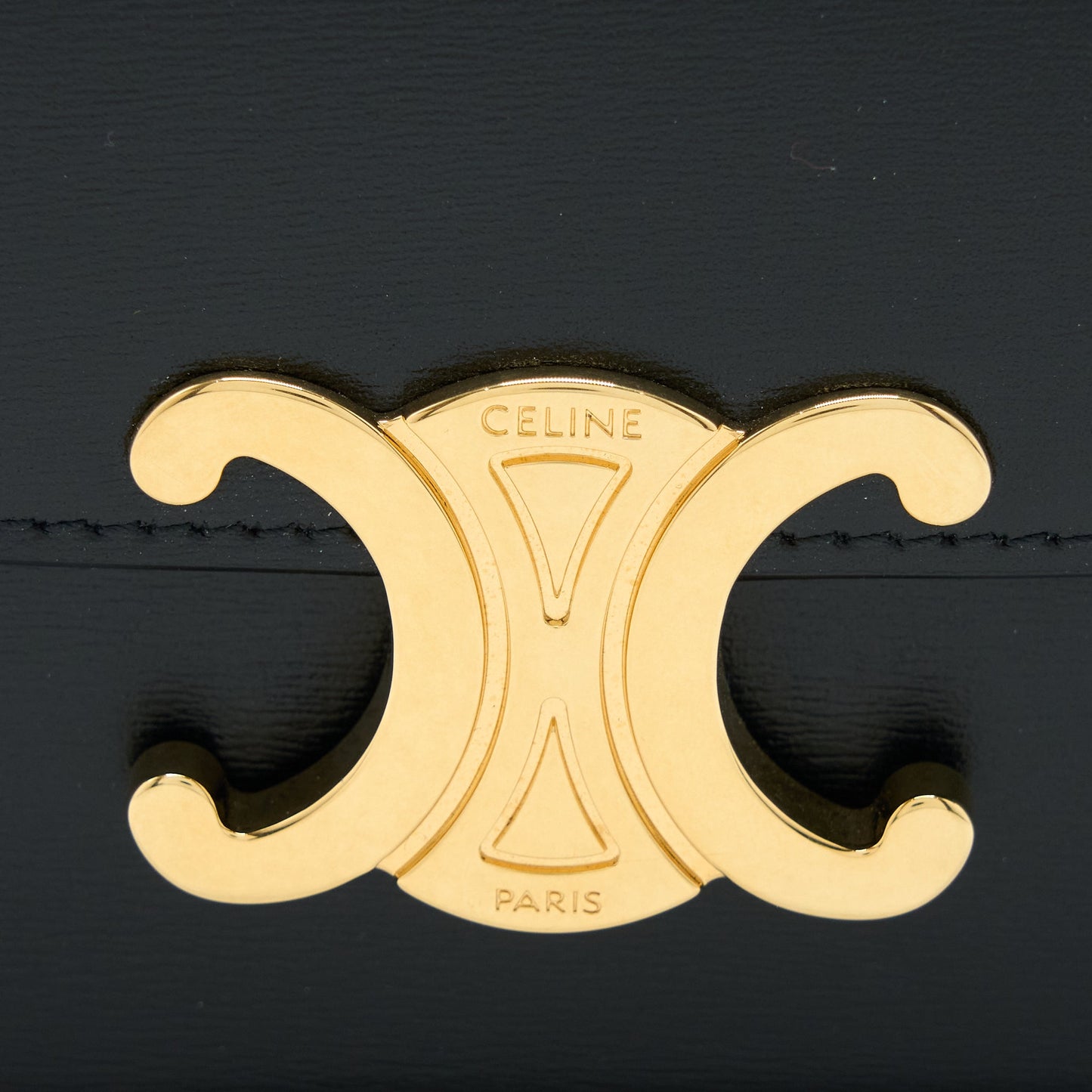 Celine Mini Triomphe in Shiny Calfskin Black GHW
