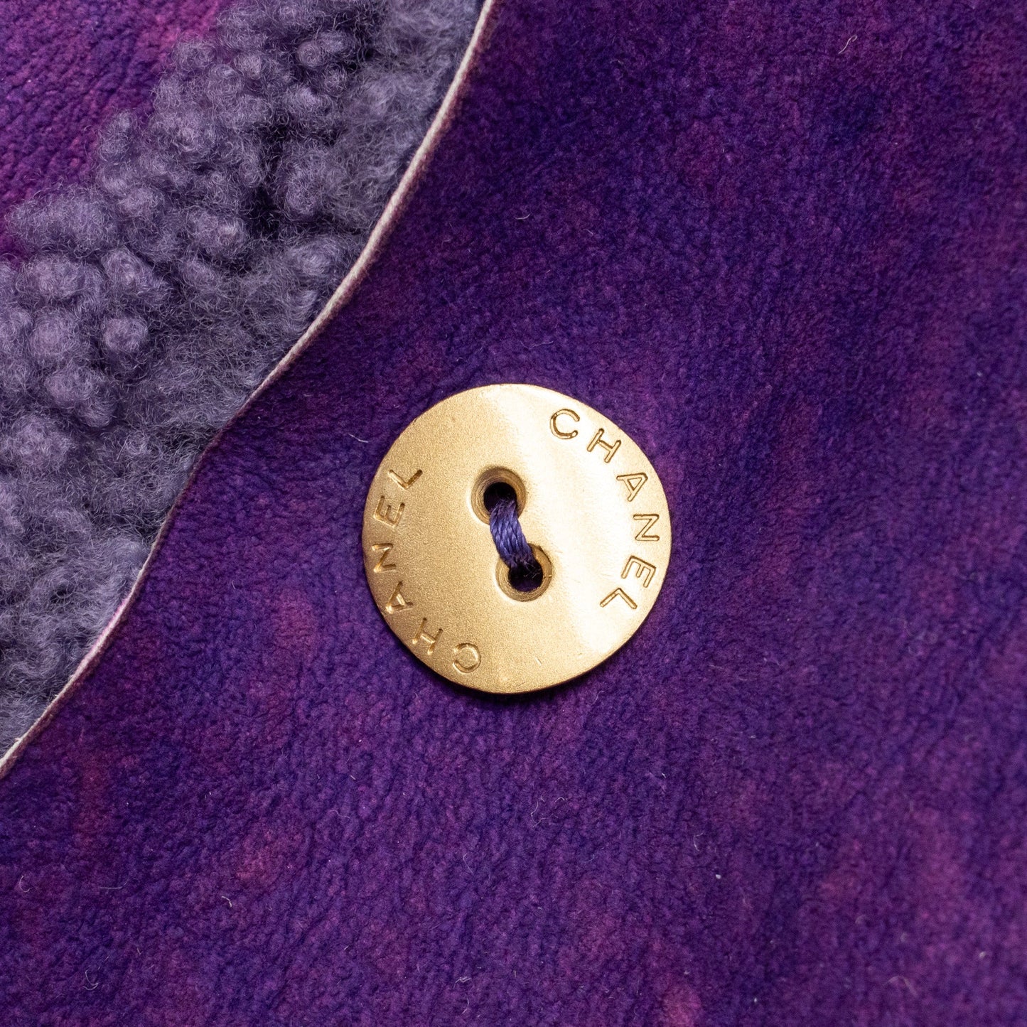 Chanel Size 36 Vintage Shearling Coat Lambswool Purple
