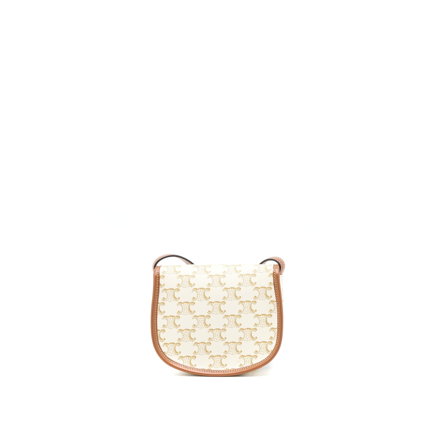 Celine Mini Besace Triomphe Canvas/Calfskin White GHW