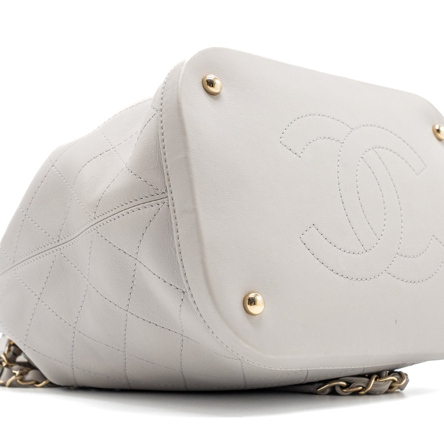 Chanel quilted bucket bag lambskin grey LGHW