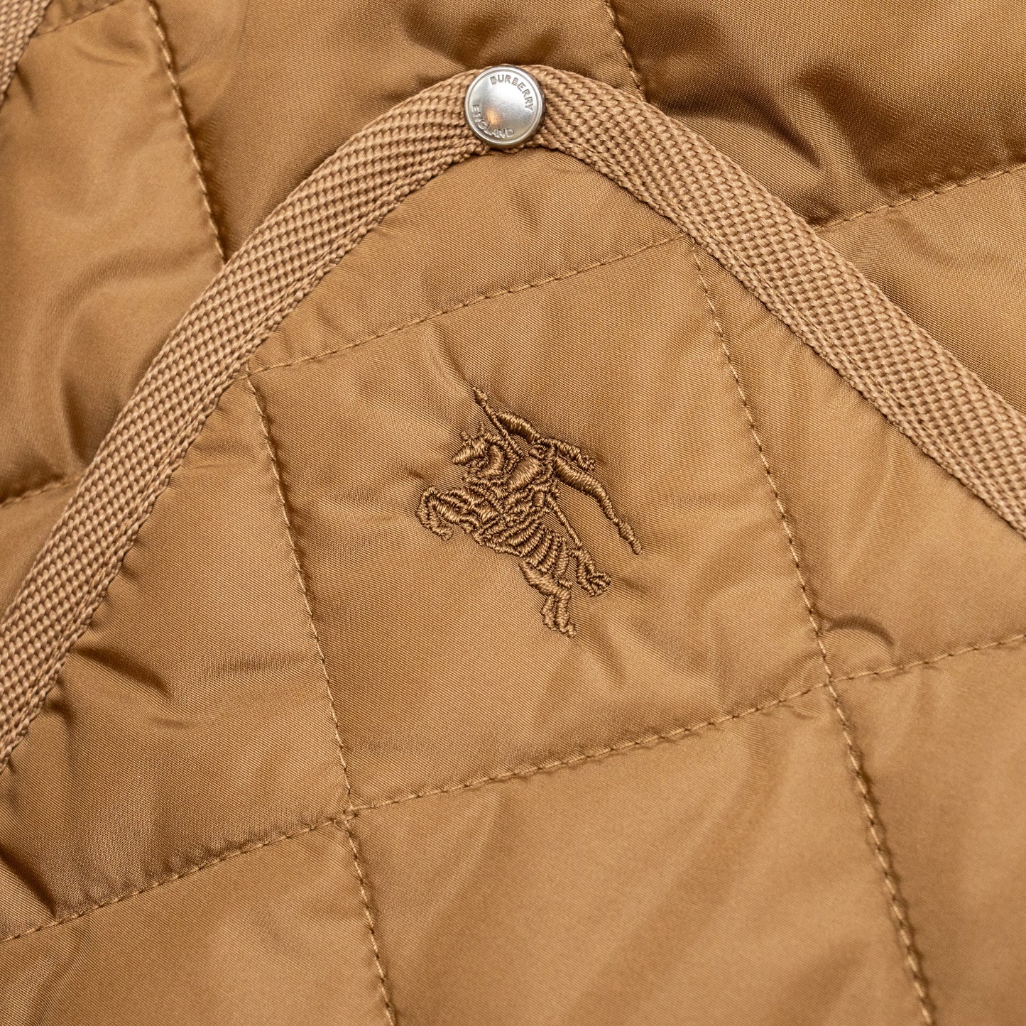 Burberry Size M Quilted Hooded Shell Jacket Polyamide Caramel