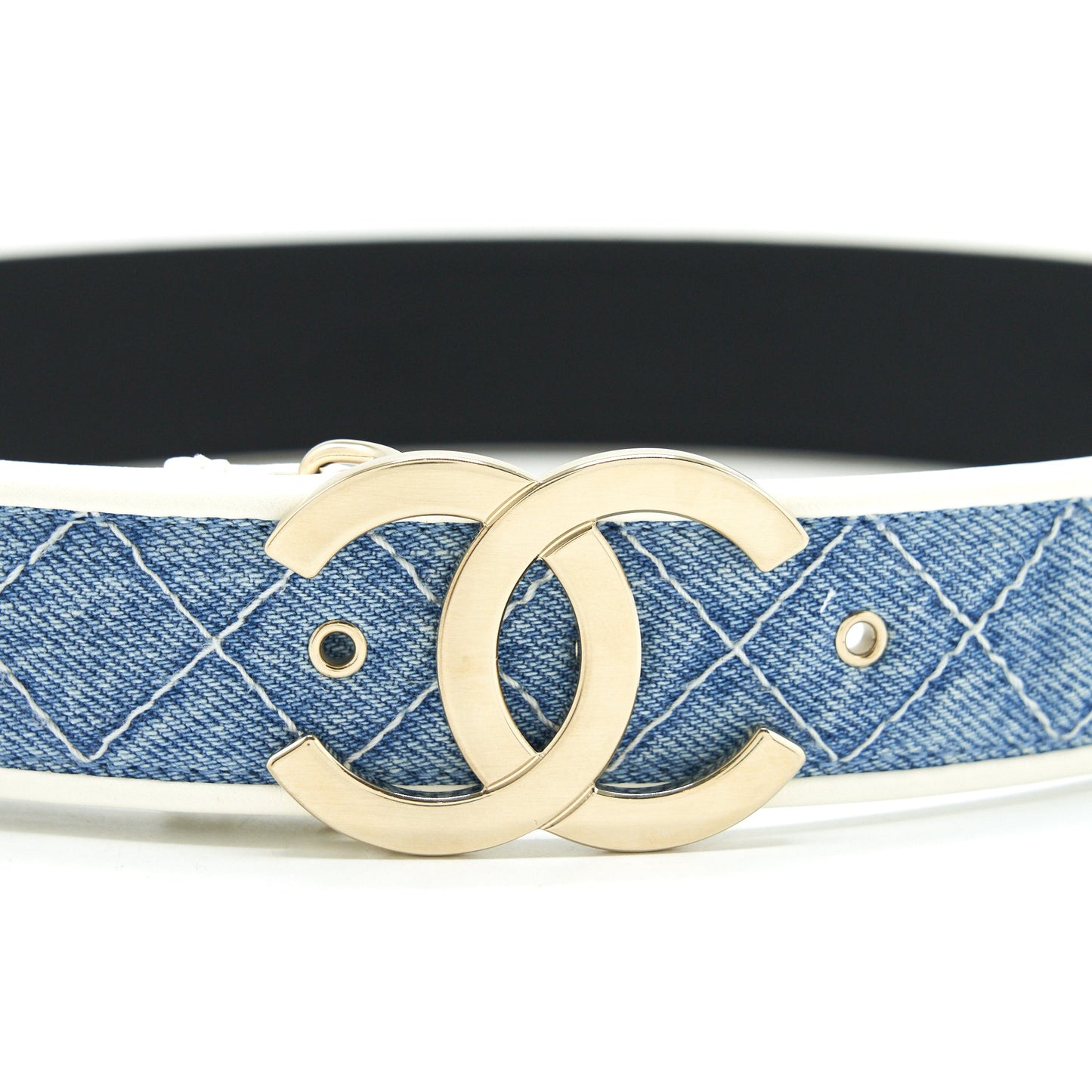 Chanel Size 70 CC logo Denim Belt GHW