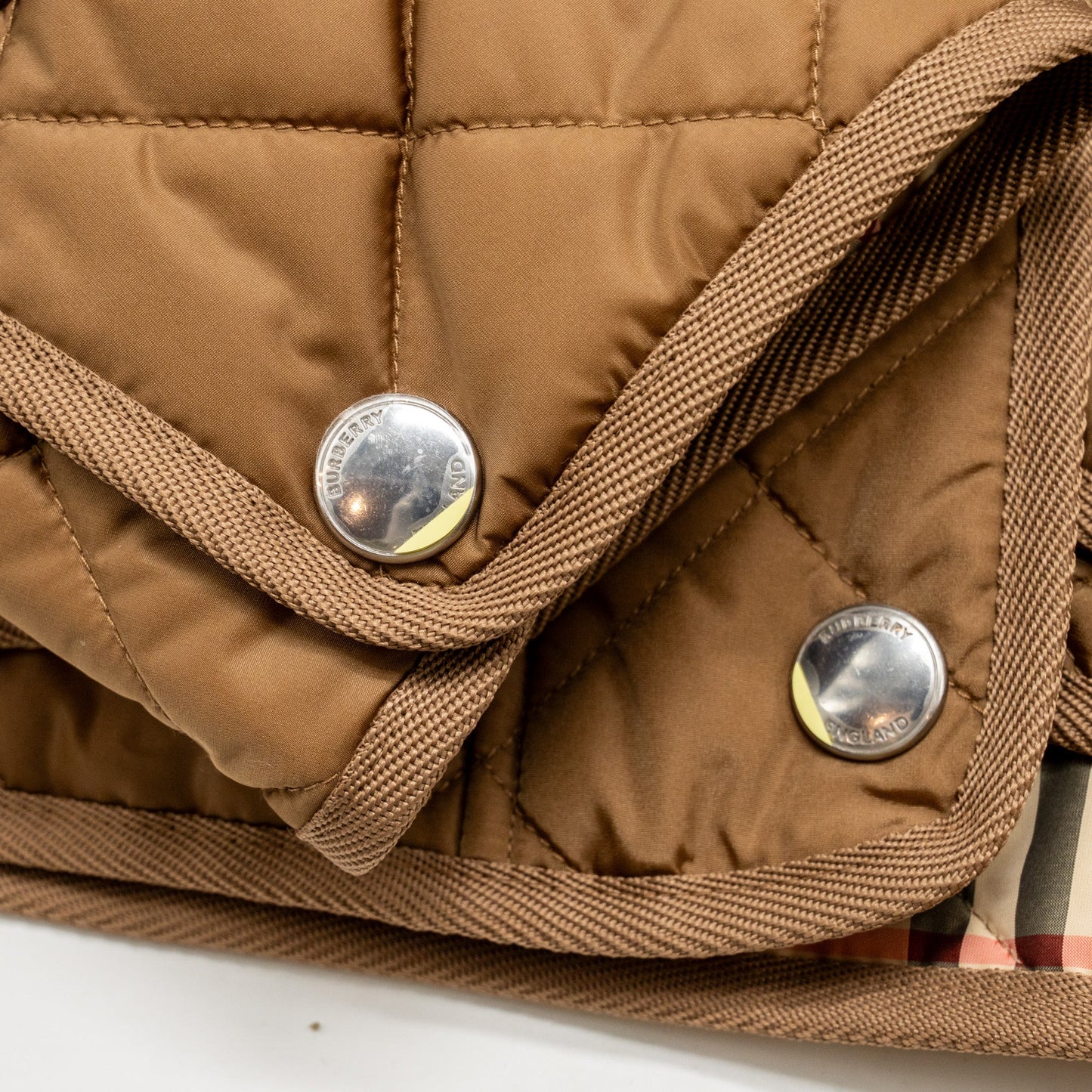 Burberry Size M Quilted Hooded Shell Jacket Polyamide Caramel