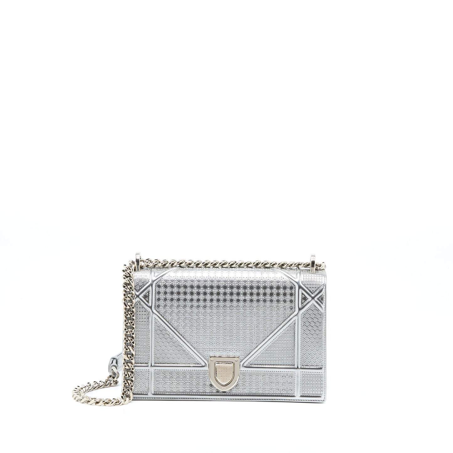Luxury Dior Medium Luxury Diorma Bag In Metallic Silver SHW