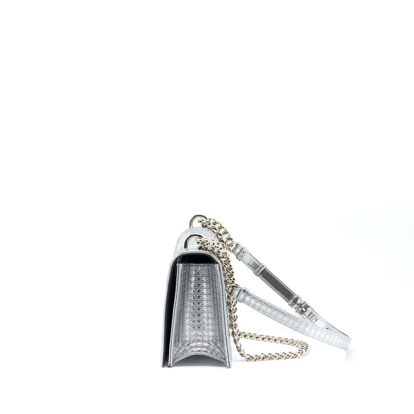 Luxury Dior Medium Luxury Diorma Bag In Metallic Silver SHW