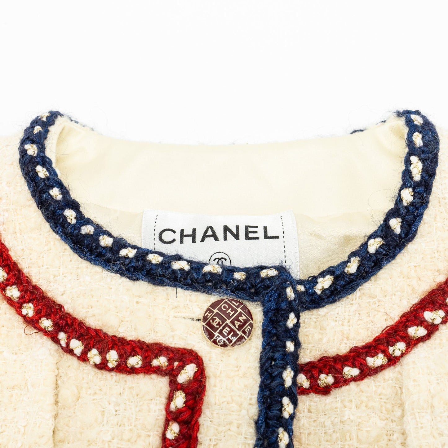 Chanel Size 36 18B Wool/Tweed Jacket Ecru/white