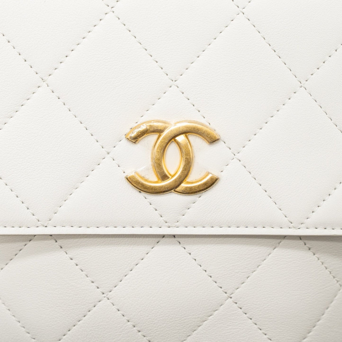 Chanel Crossbody Square Flap Bag Lambskin White Brushed GHW