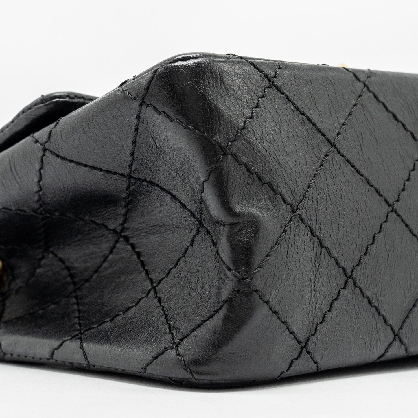 Chanel mini 2.55 reissue flap bag aged calfskin black GHW