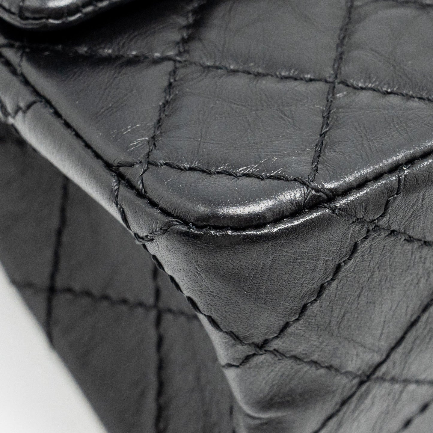 Chanel mini 2.55 reissue flap bag aged calfskin black GHW