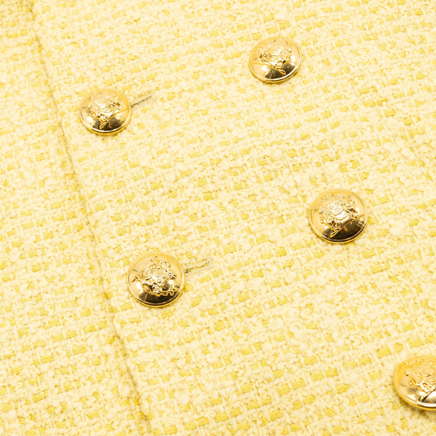 Celine Size 38 boucle chasseur tweed jacket wool/cotton yellow