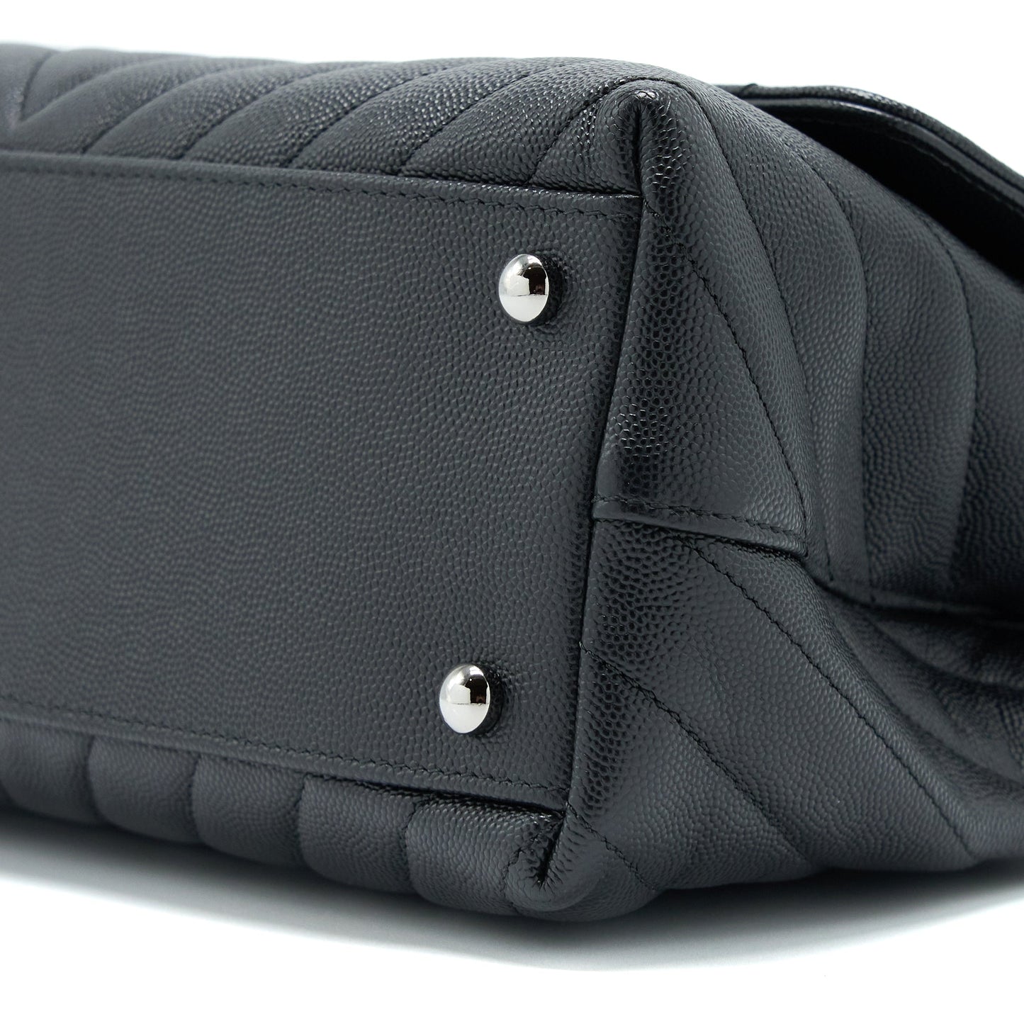 Chanel Medium Coco Handle Chevron Caviar Black SHW