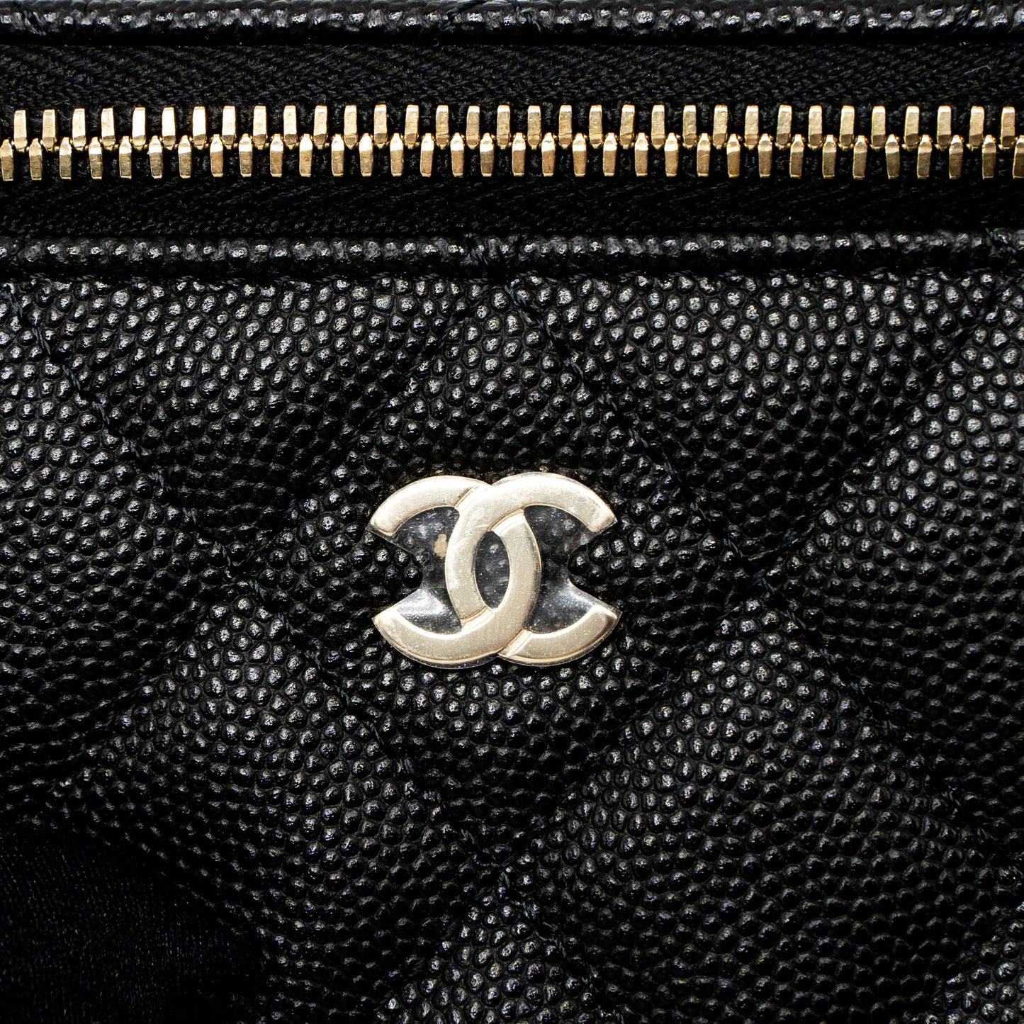 Chanel Mini Vanity With Chain Caviar Black LGHW (Microchip)