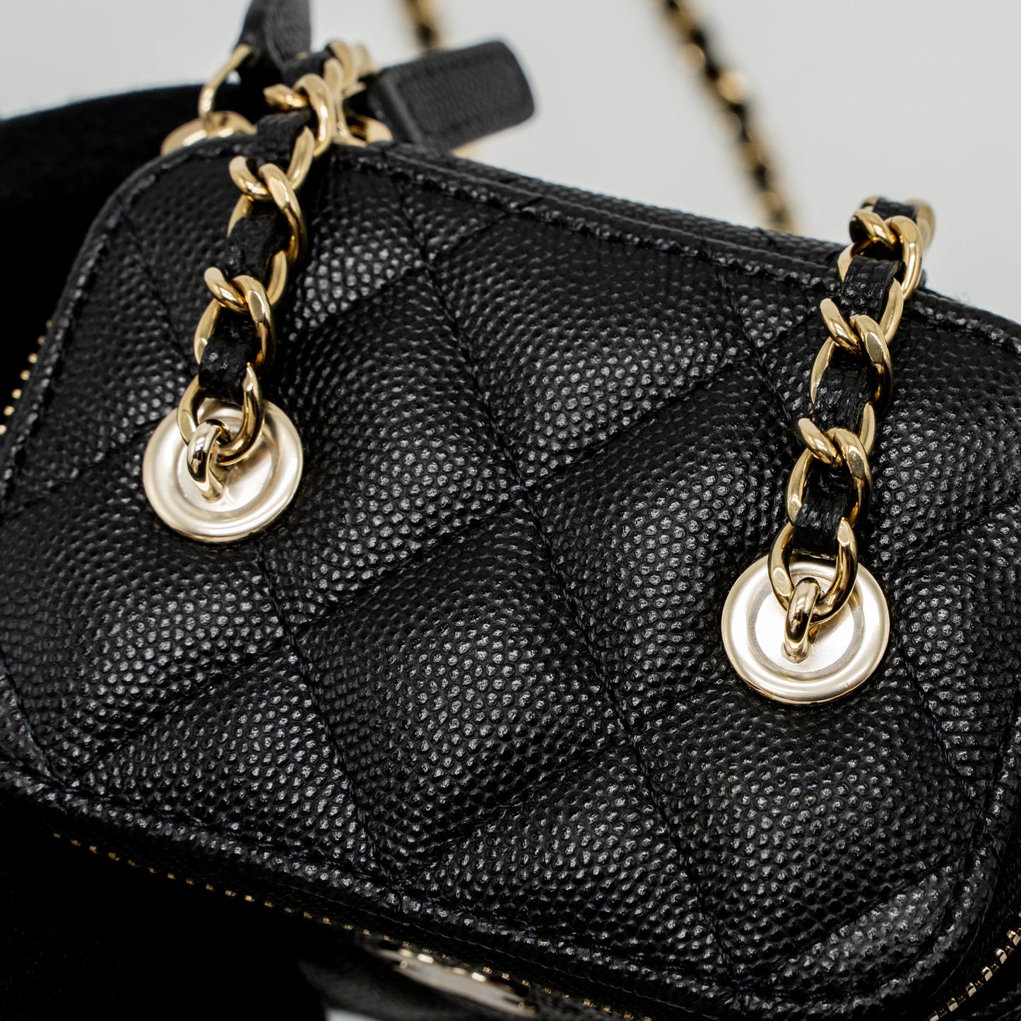 Chanel Mini Vanity With Chain Caviar Black LGHW (Microchip)
