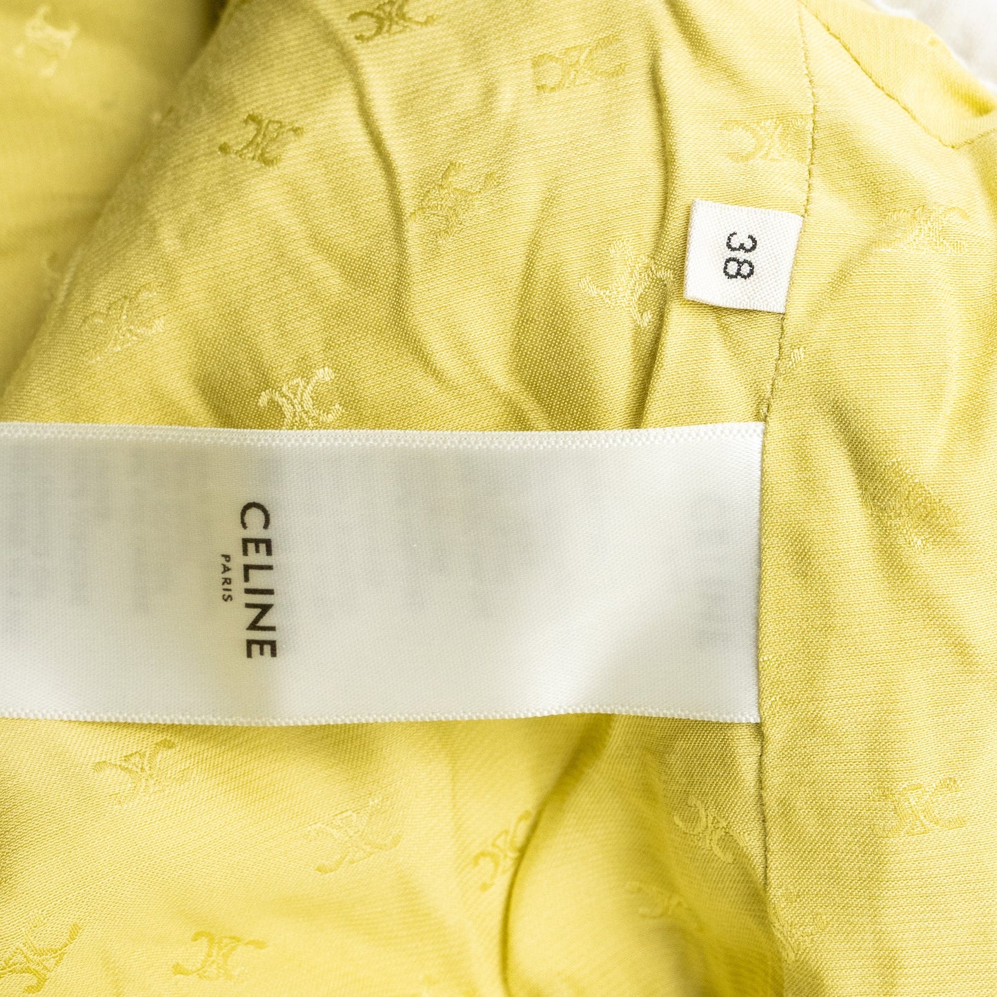Celine Size 38 boucle chasseur tweed jacket wool/cotton yellow
