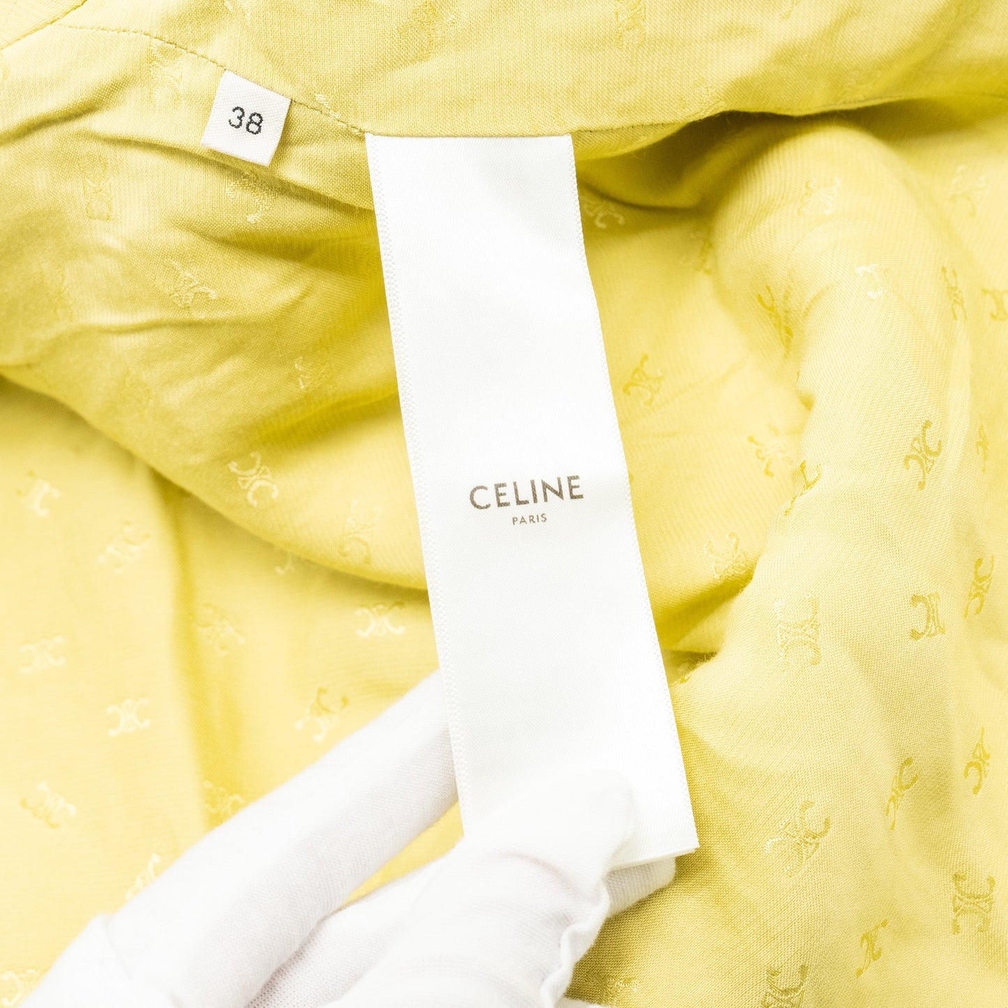 Celine Size 38 boucle chasseur tweed jacket wool/cotton yellow