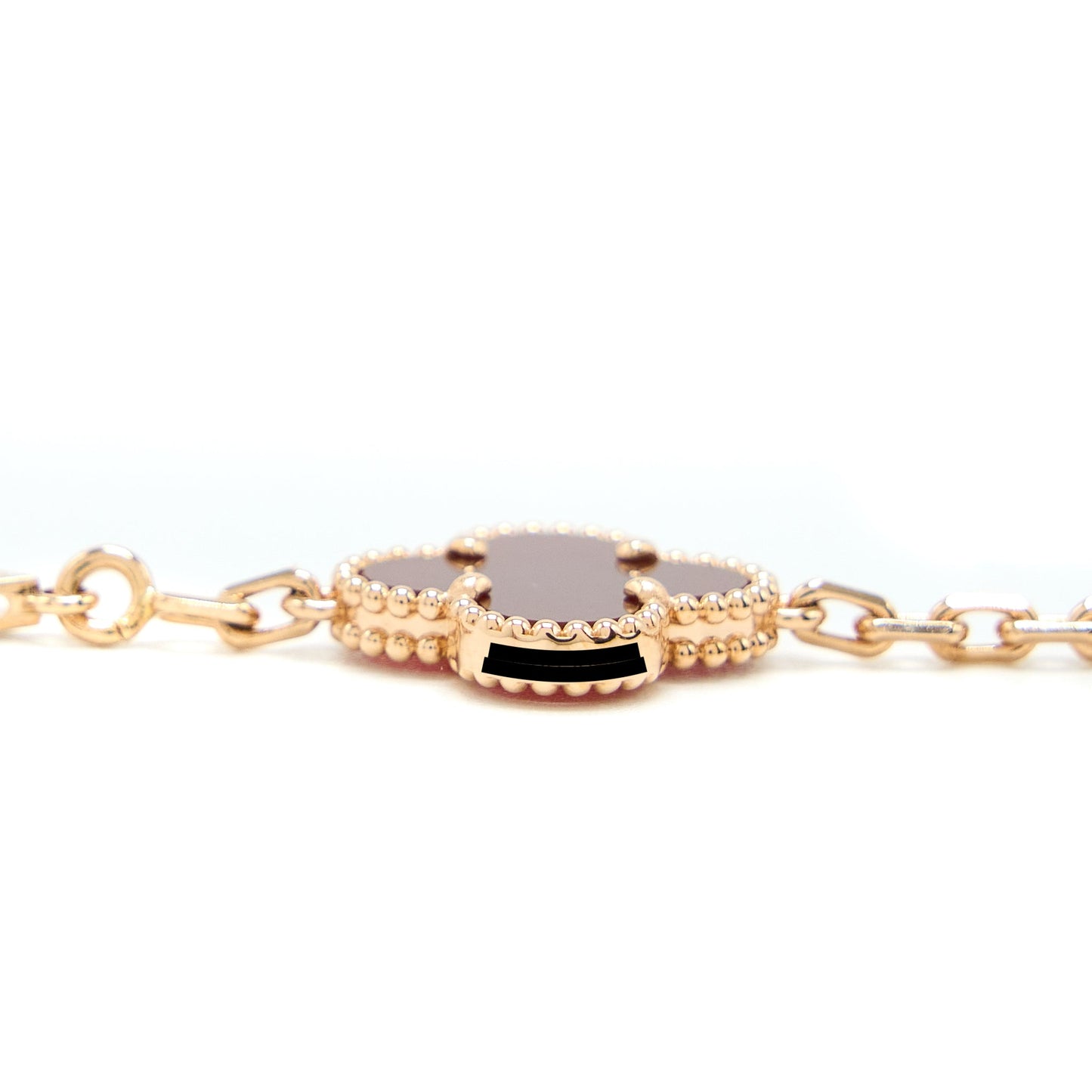 Van Cleef & Arpels Vintage Alhambra 5 Motifs Guilloche Bracelet Carnelian Rose Gold