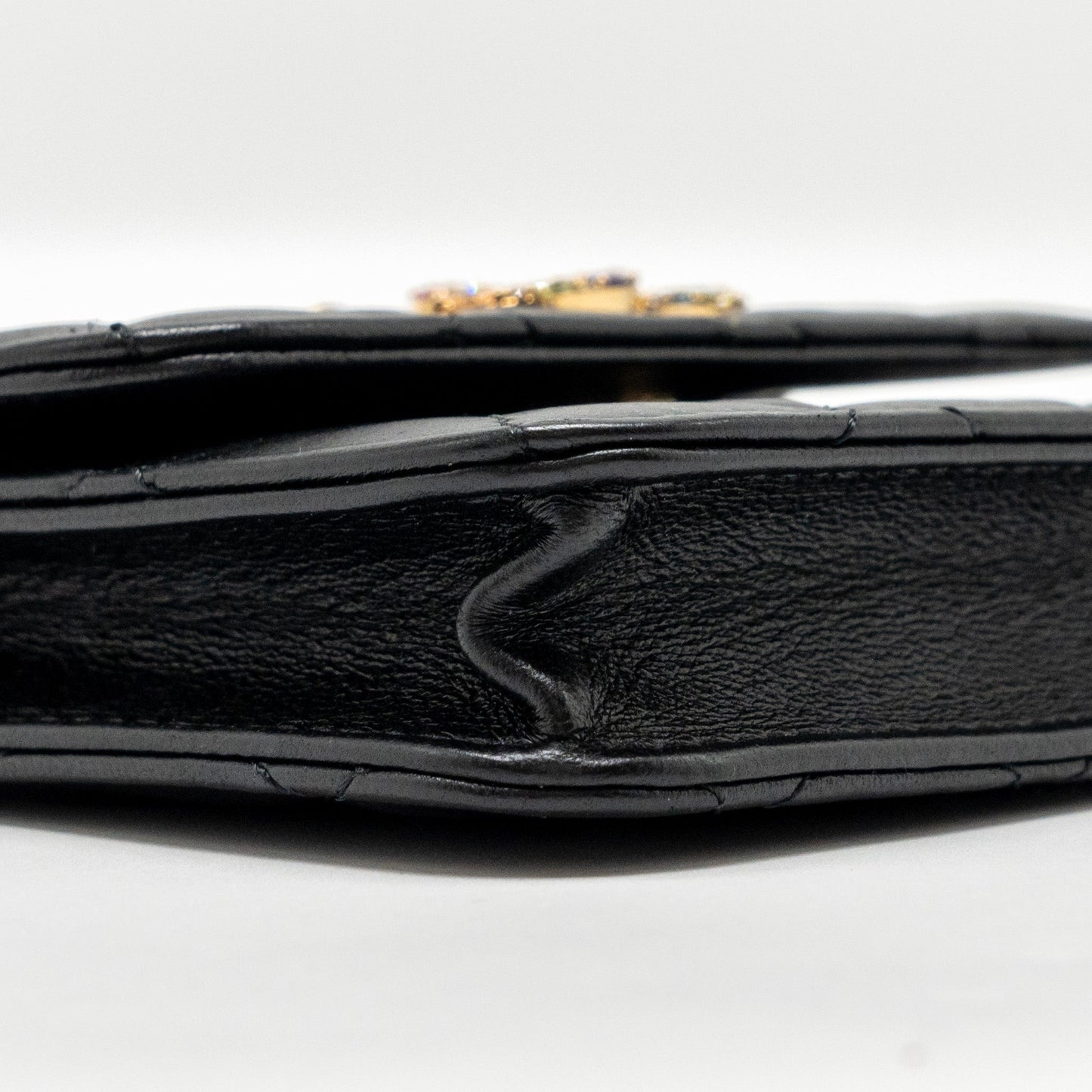 Chanel Zirconium Flap Clutch/Card Holder with Chain Lambskin Black GHW