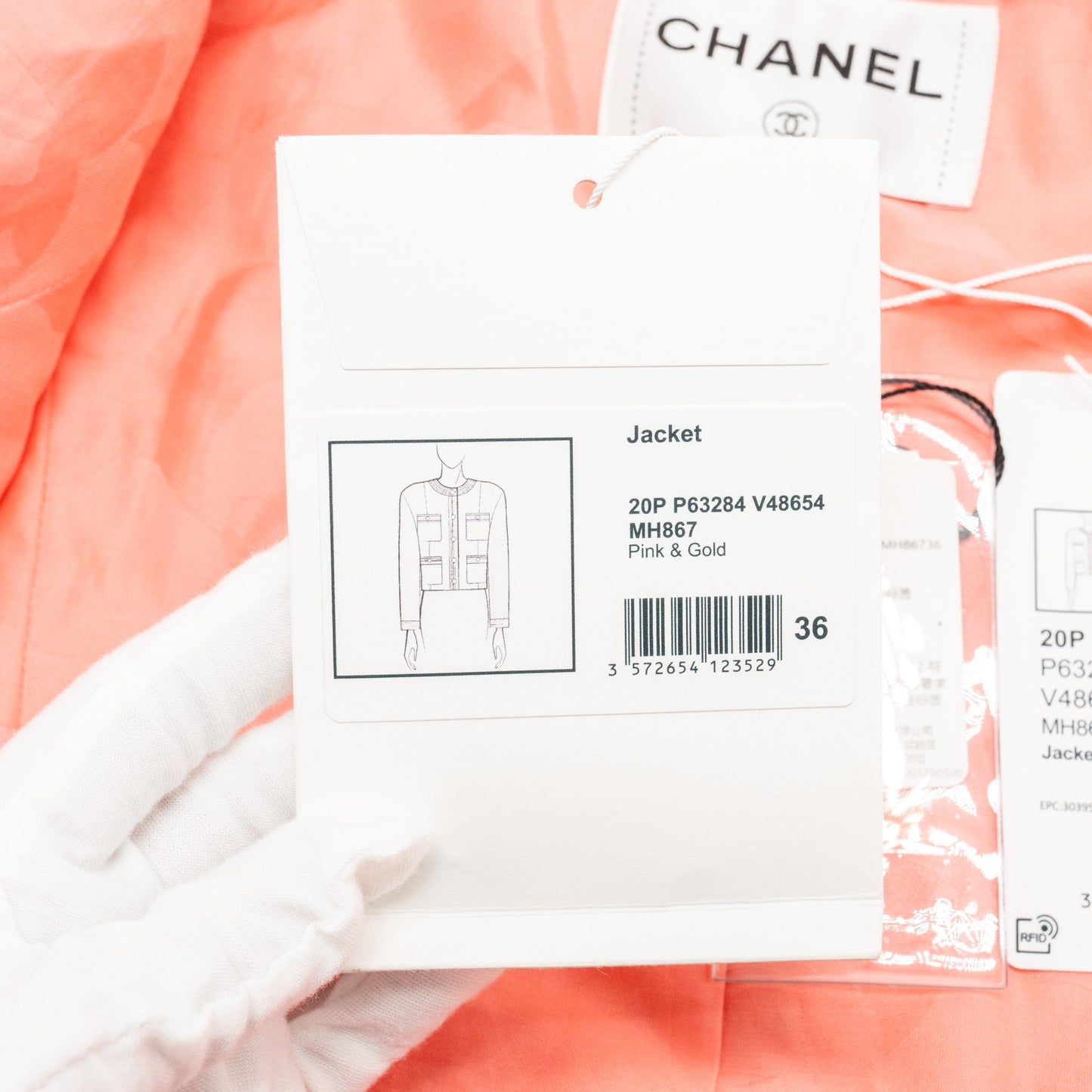 Chanel Size 36 20P Tweed Jacket Pink/Gold