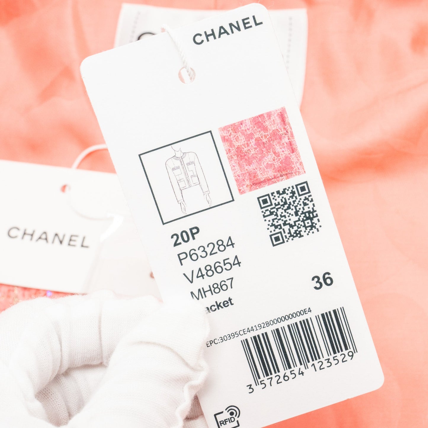Chanel Size 36 20P Tweed Jacket Pink/Gold