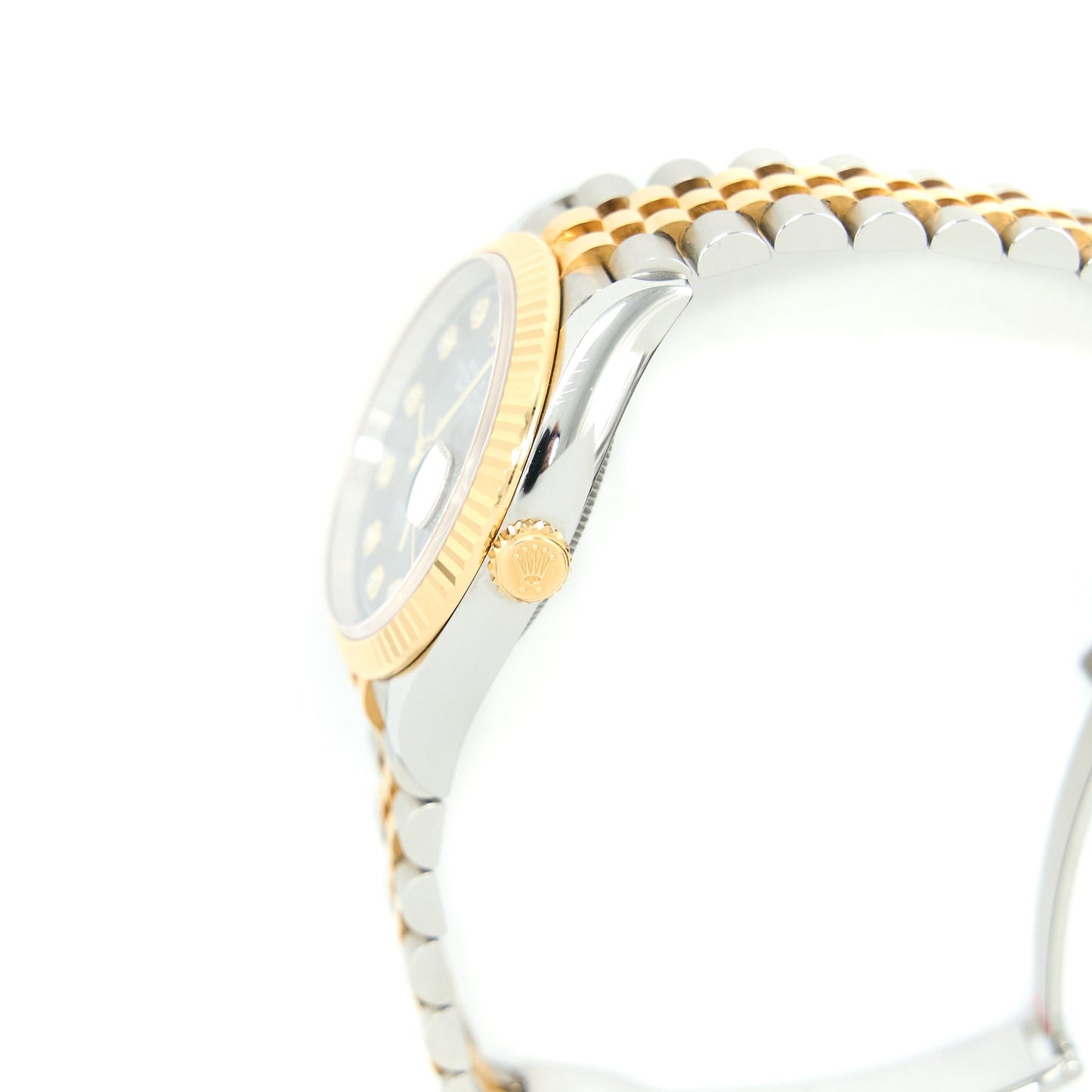 Rolex Datejust 36MM Oyster Steel Yellow Gold Black Dial with Diamonds Jubilee Bracelet M126233-0021