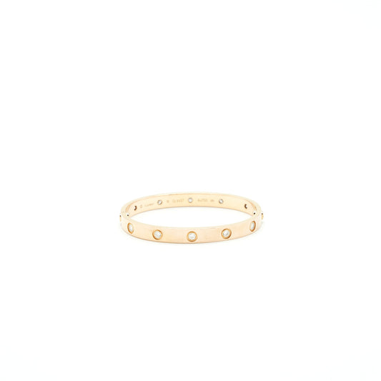 Cartier Love Bracelet Size 16 Rose Gold With Diamonds
