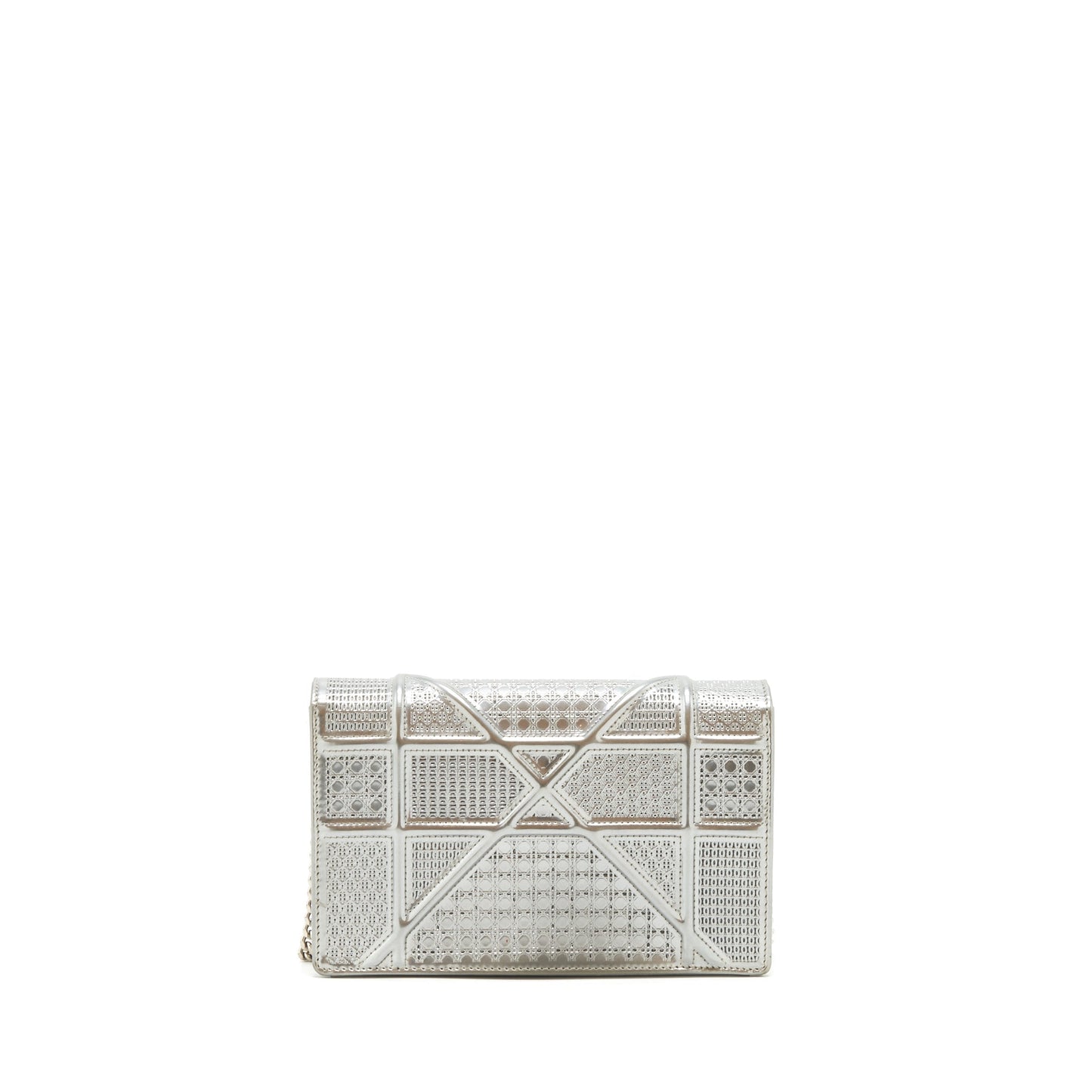 Luxury Dior Luxury Diorama Wallet on Chain Metallic Silver SHW