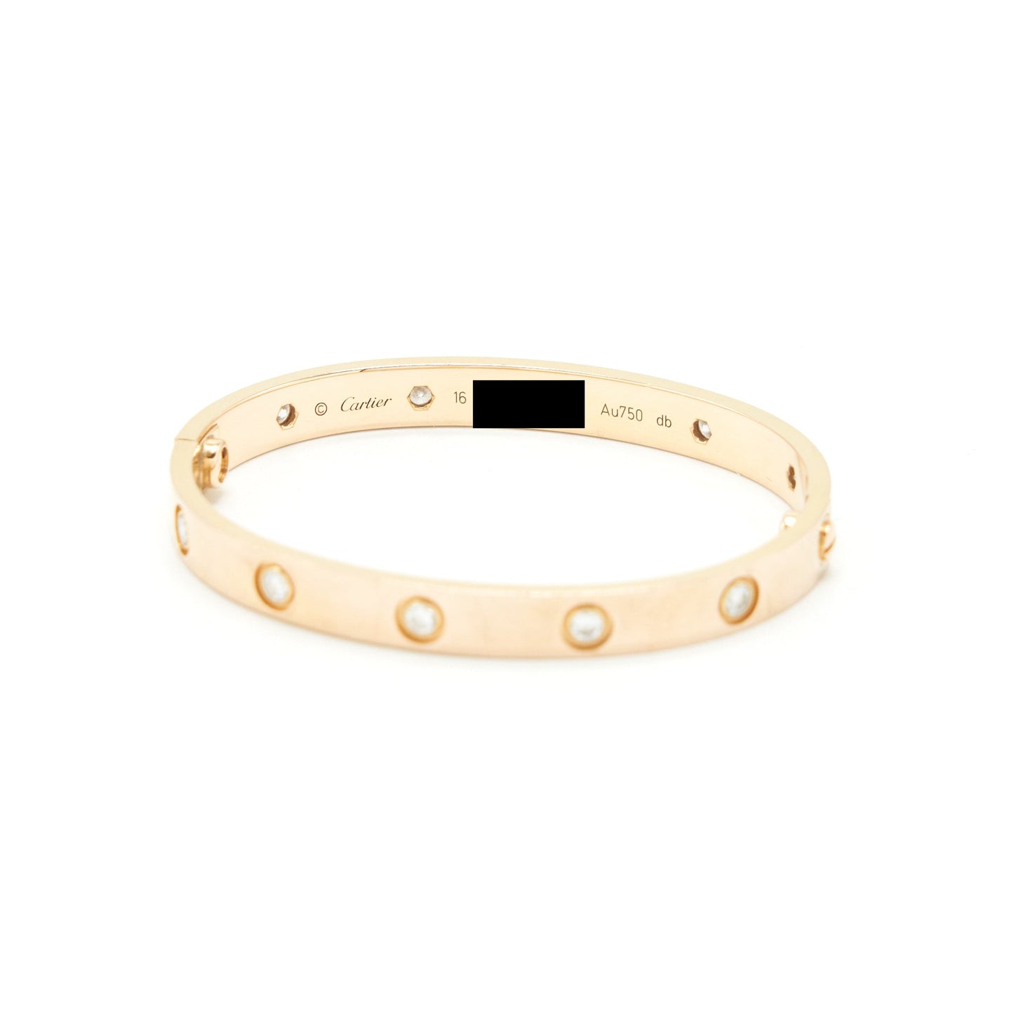 Cartier Love Bracelet Size 16 Rose Gold With Diamonds