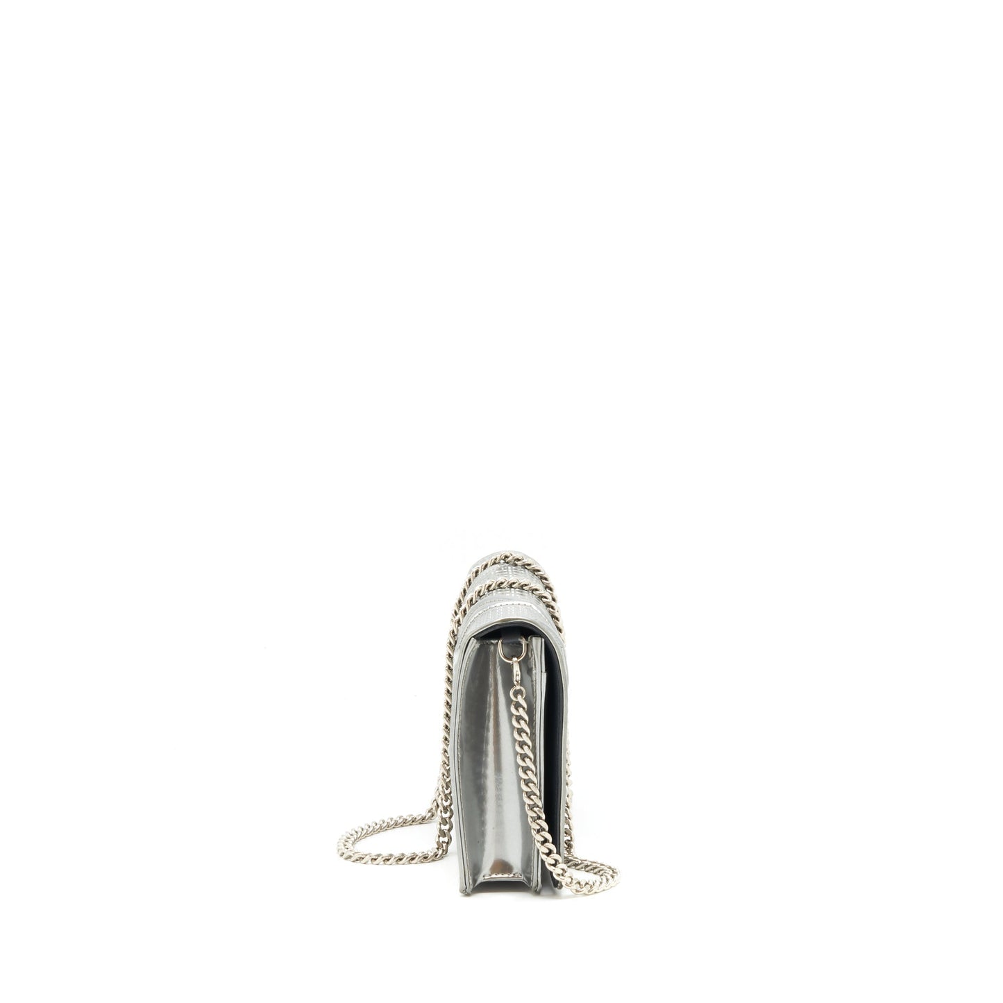 Luxury Dior Luxury Diorama Wallet on Chain Metallic Silver SHW