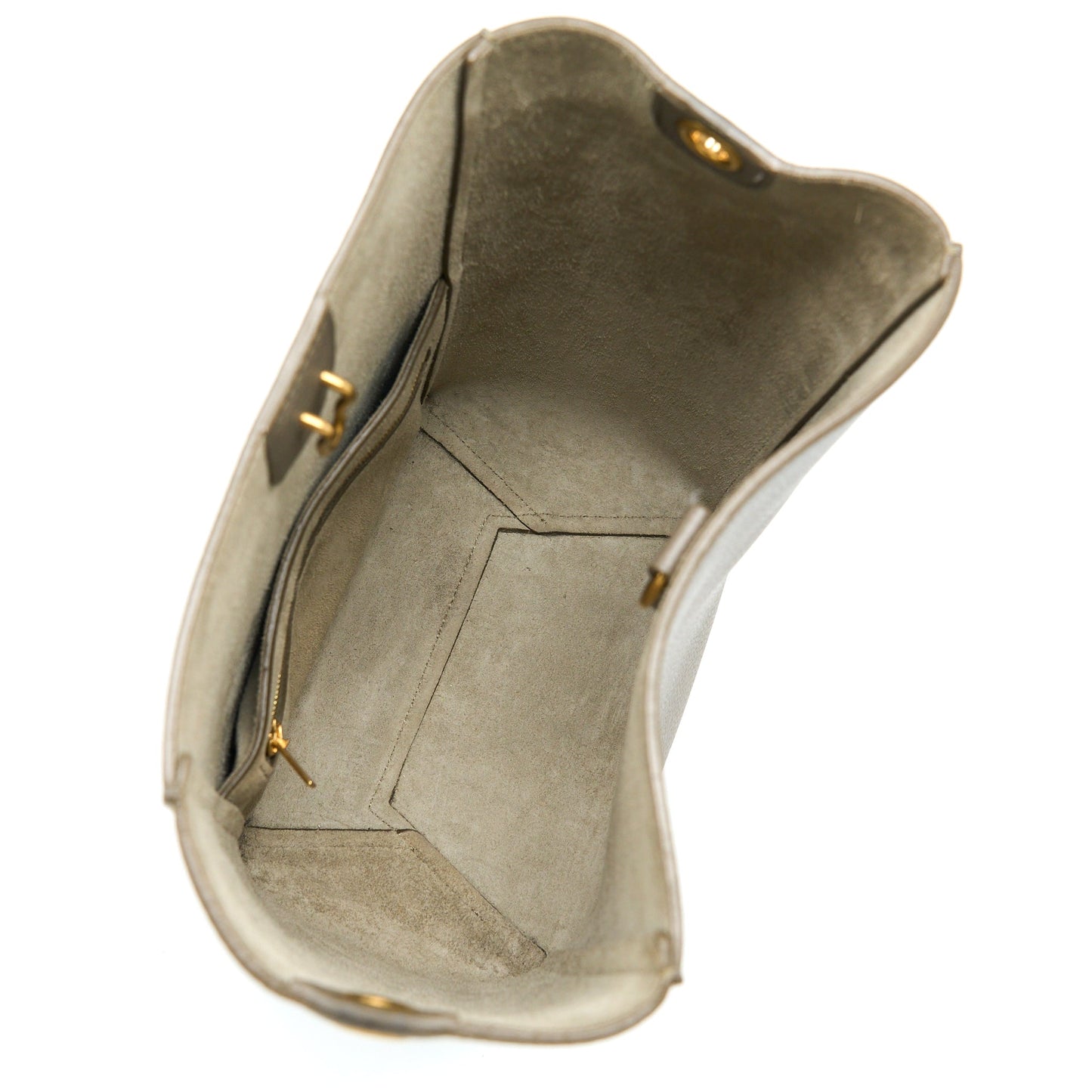 Celine Small Sangle Bucket Bag Light Grey GHW