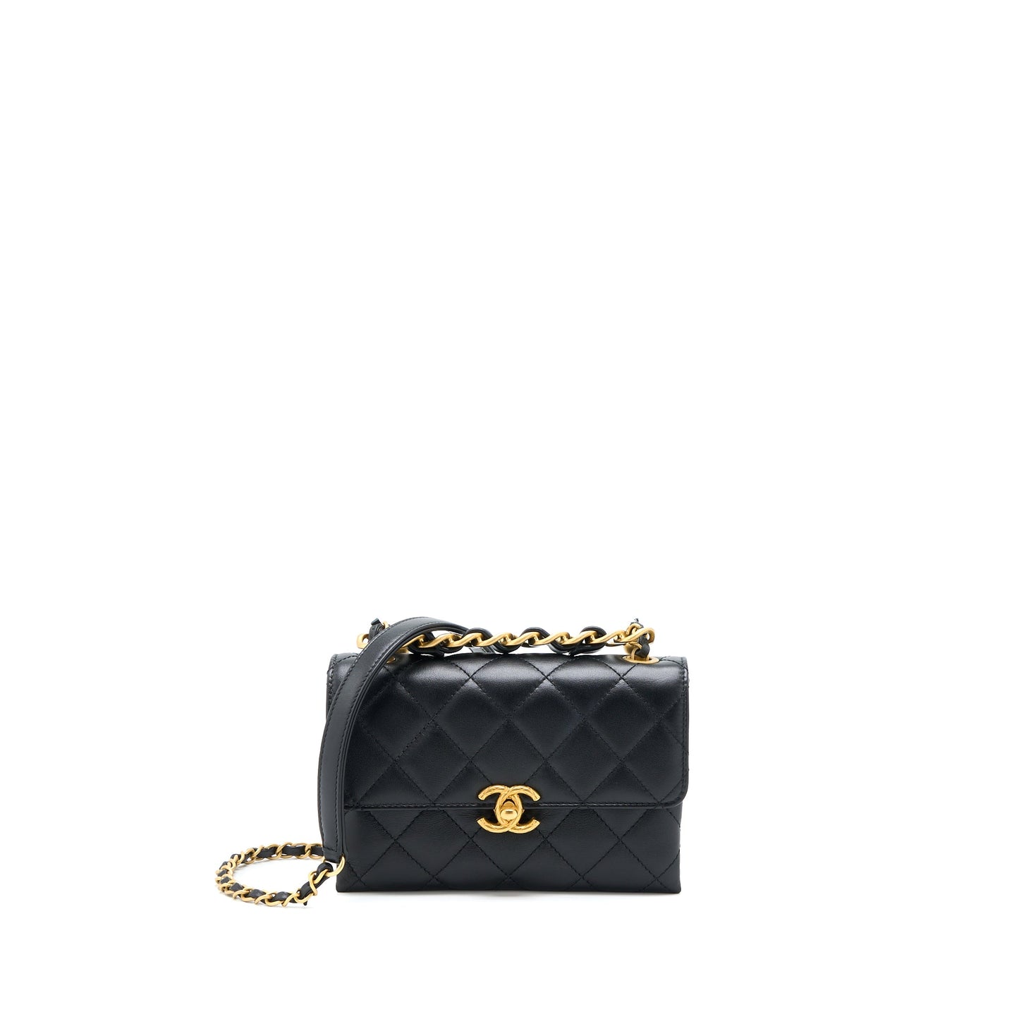 Chanel 22S Seasonal Flap Bag Calfskin Black Brushed GHW