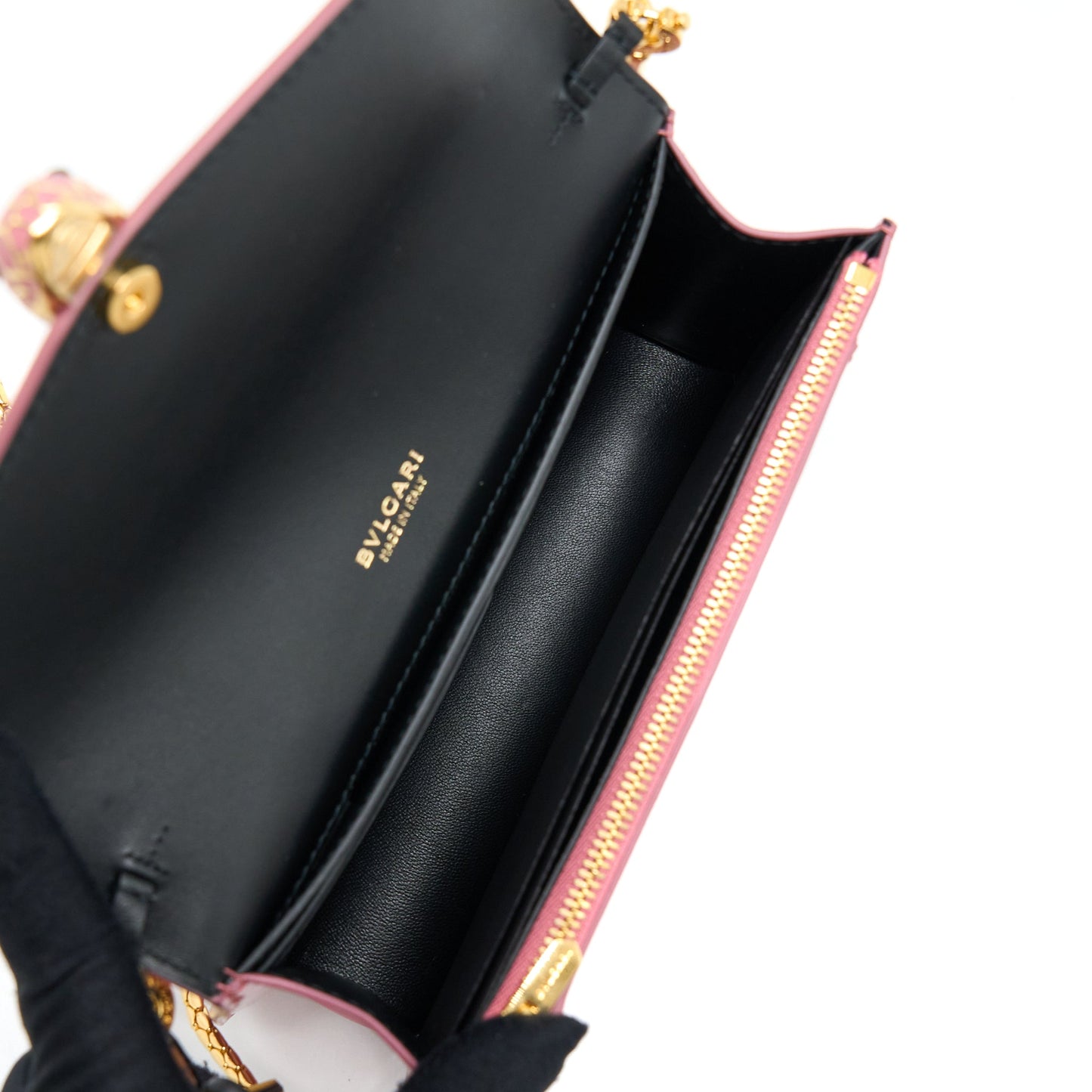 Bvlgari Serpenti Forever Chain Wallet Patent Dark Pink