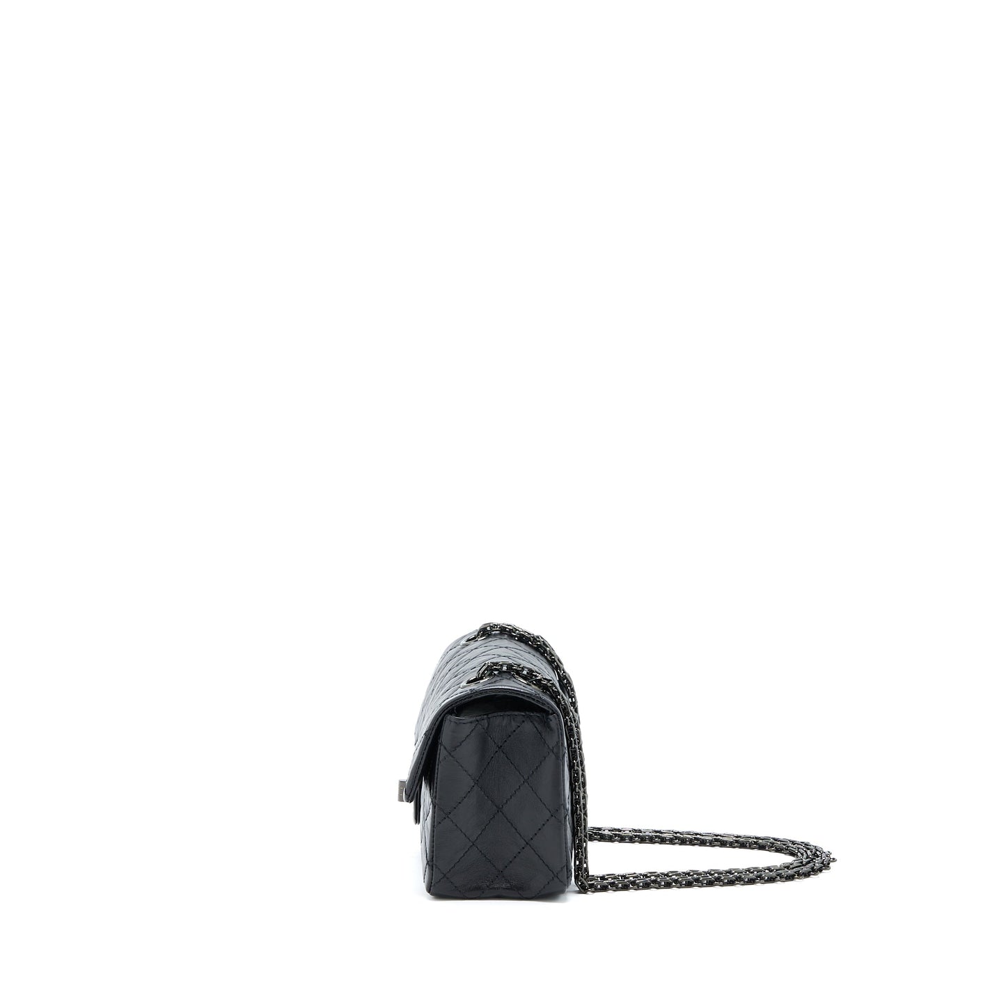 Chanel Mini 2.55 Reissue Aged Calfskin So Black With Black Hardware (Microchip)