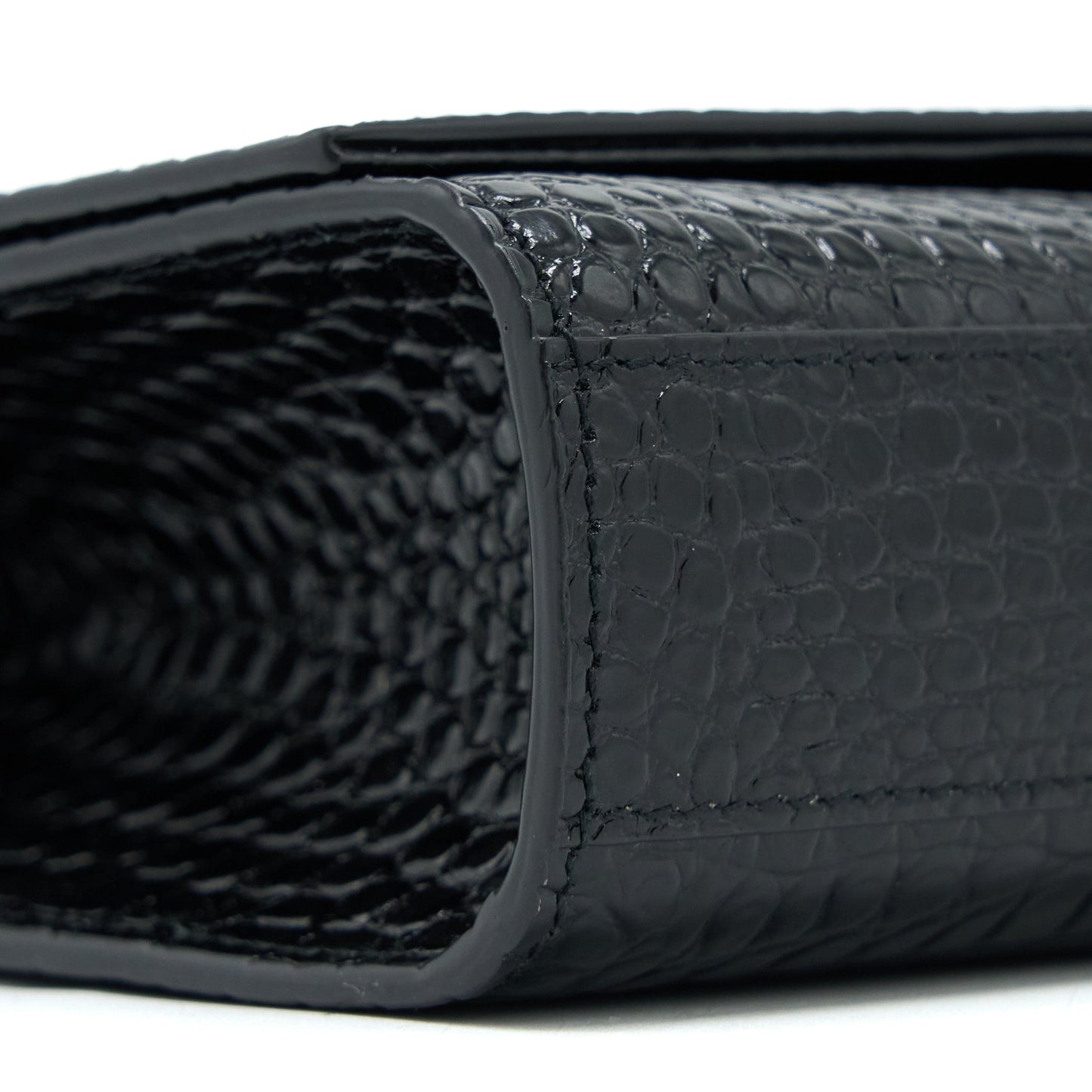 Saint Laurent Kate with Tassel Chain Bag Croc Embossed Calfskin Black SHW